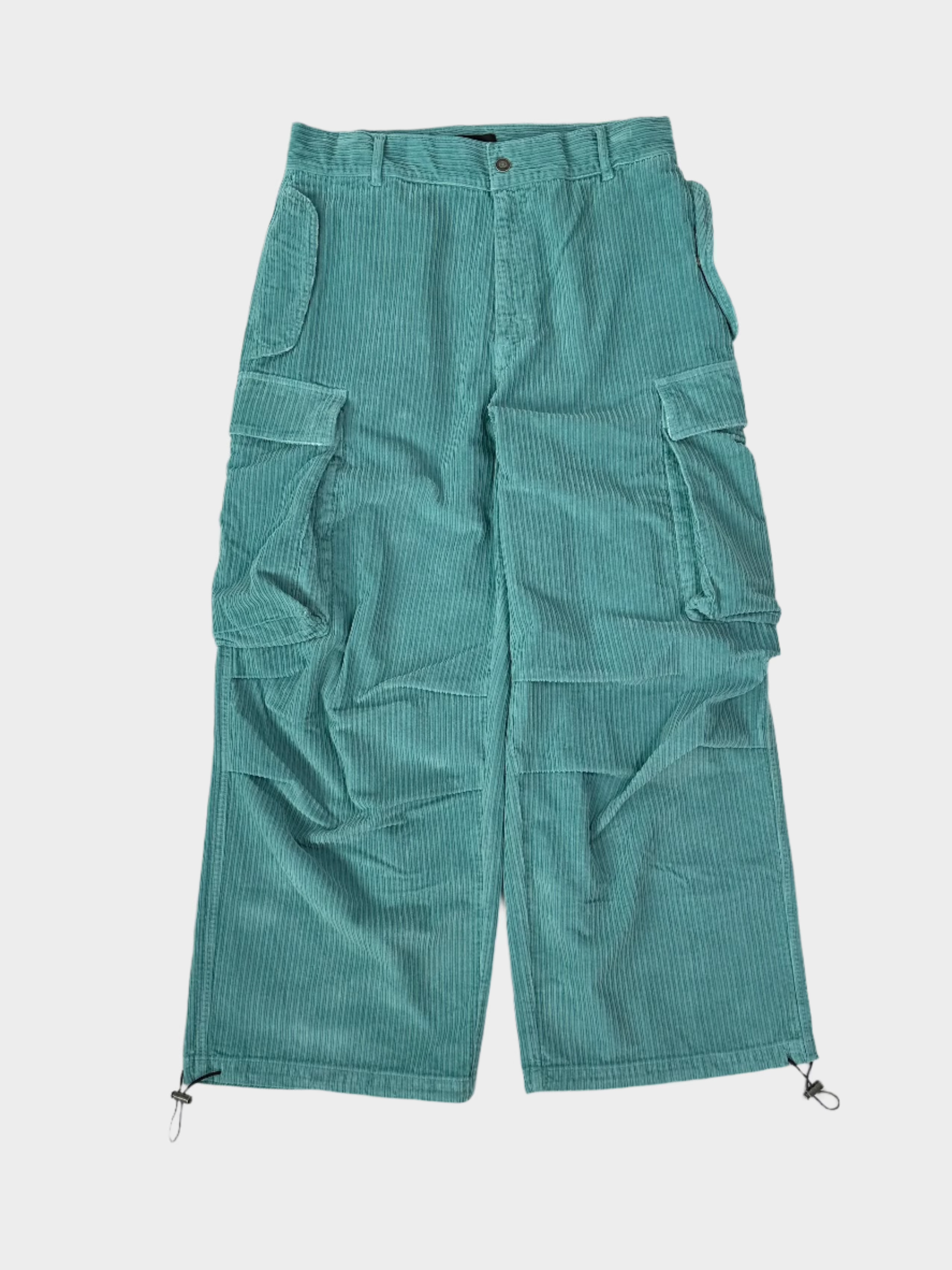Pantaloni Alanui cargo in velluto a coste verde acqua fronte