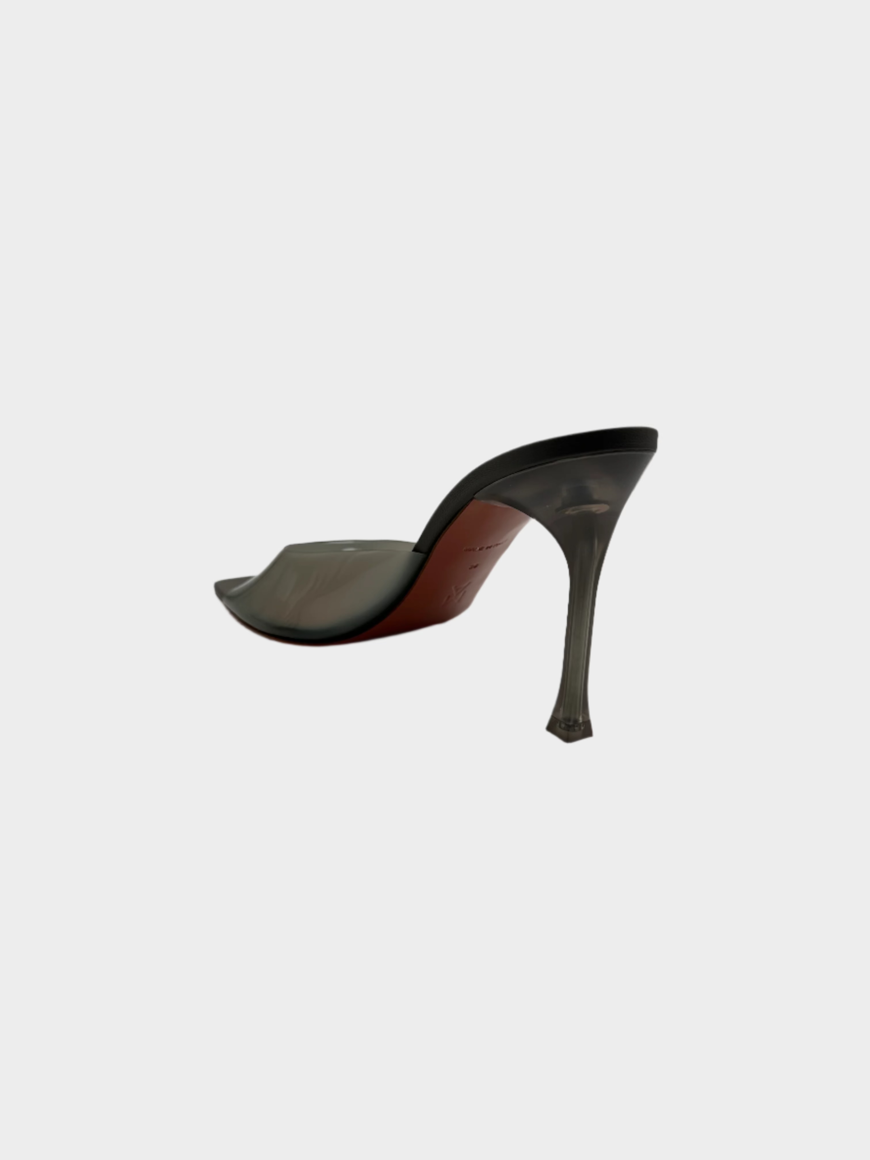 Alexa Glass Slipper open-toe in PVC trasparente con tacco stiletto in plexiglass da 9.5 cm.