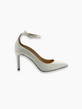 White Patent Leather Pumps with Ankle Strap -  | dBlank