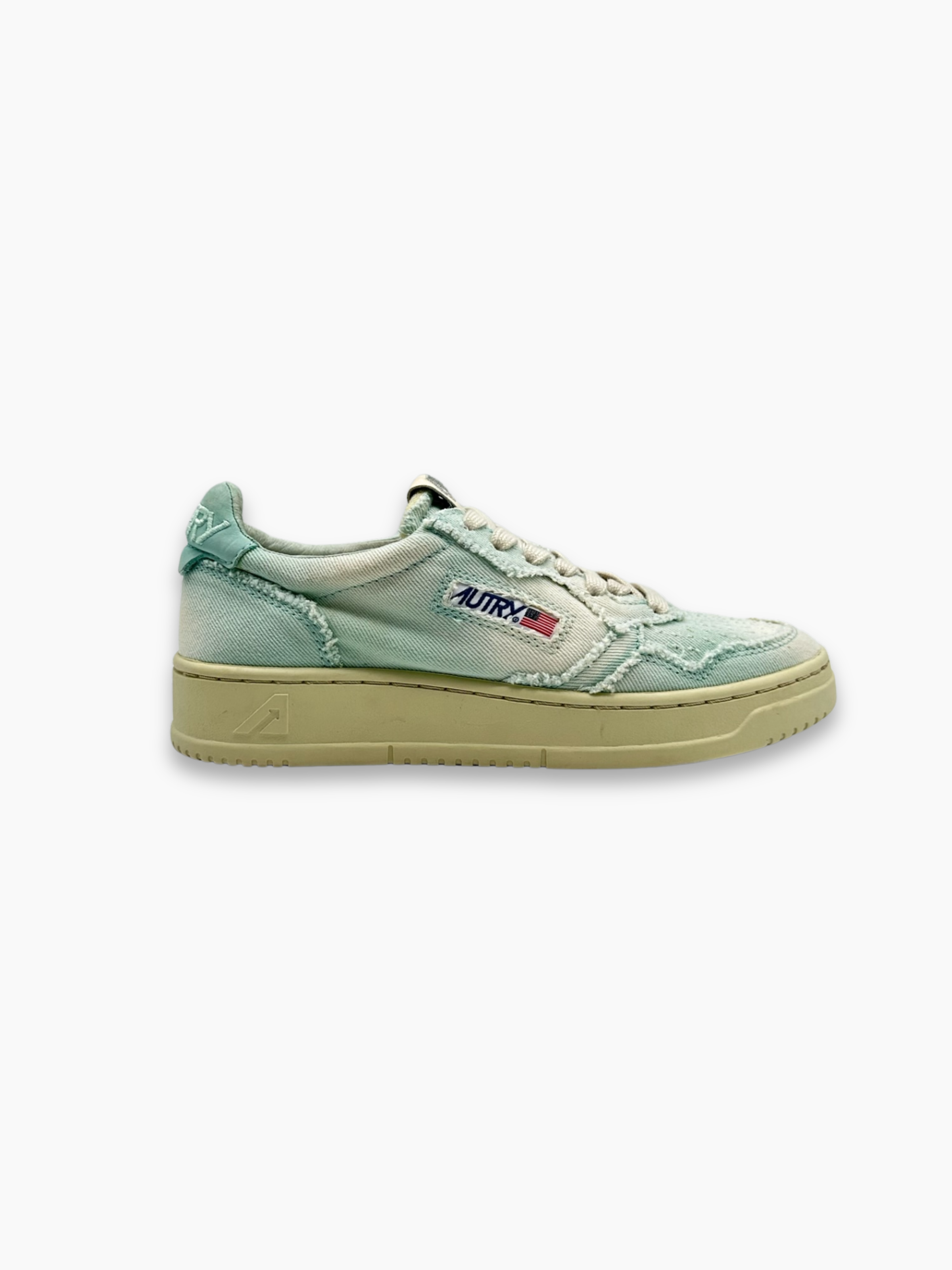 Sneakers Autry 01 Low in tela azzurro slavato con finitura vissuta