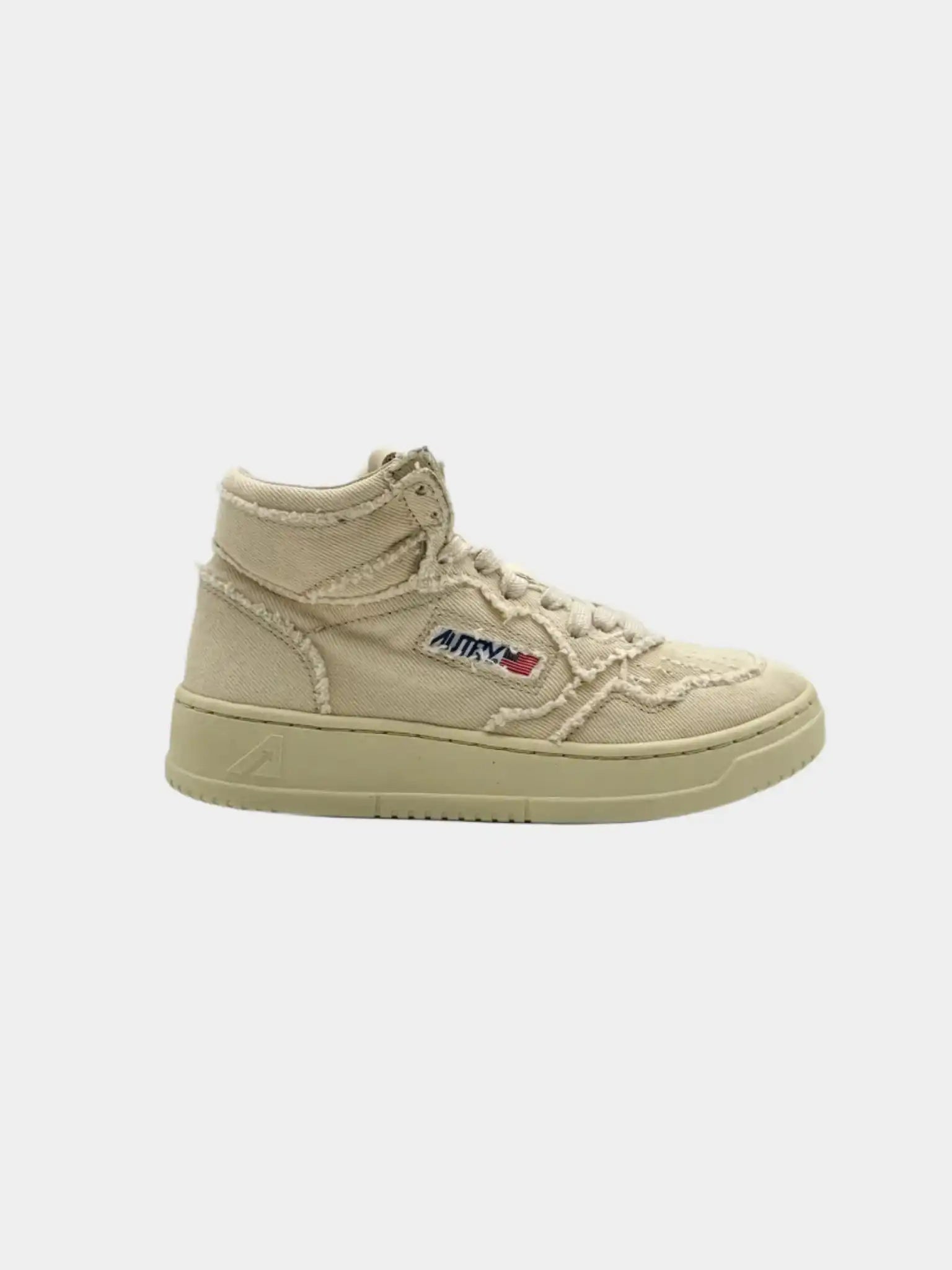 Sneakers Autry Medalist Mid in tela effetto used beige da uomo vista laterale