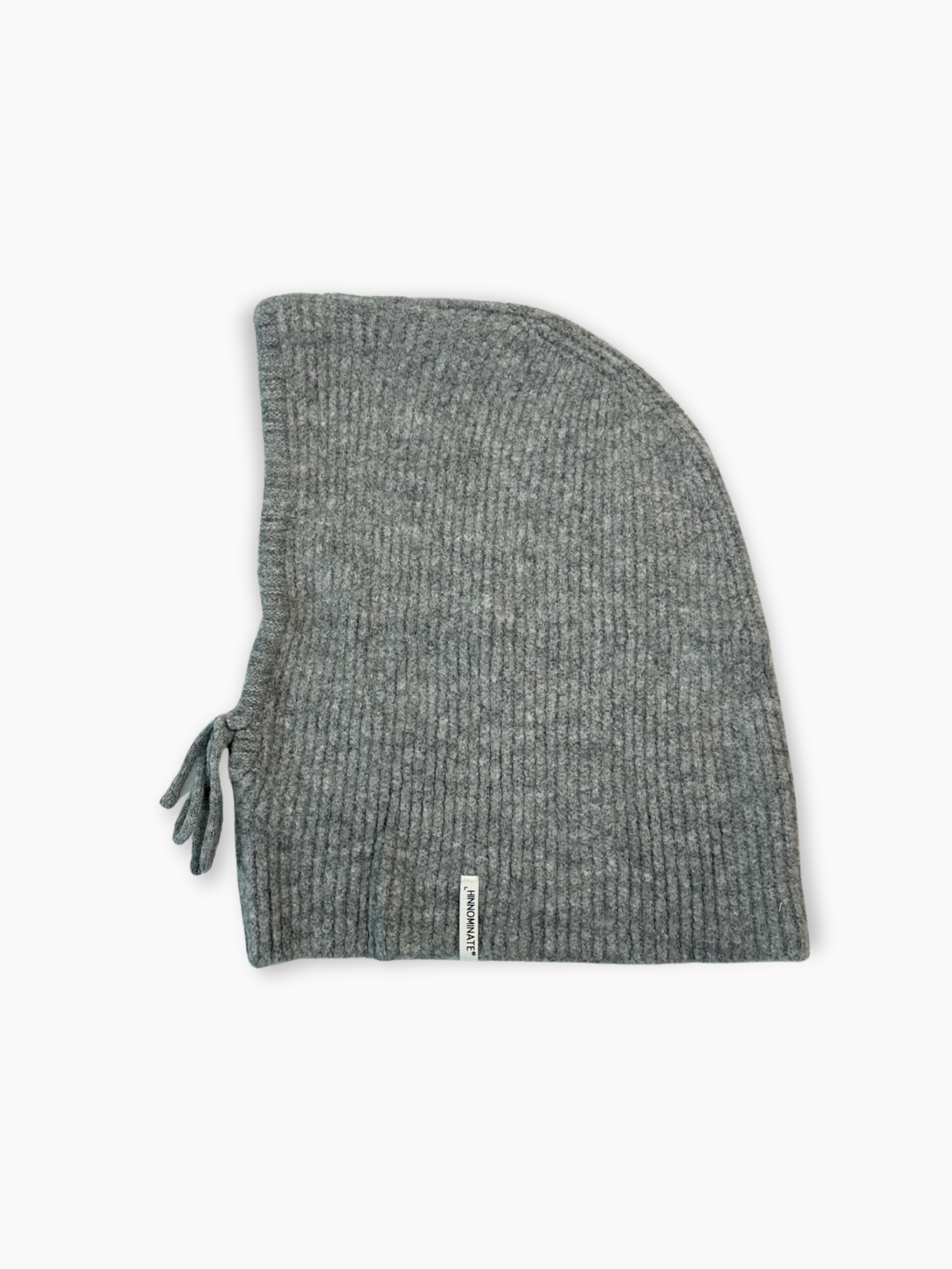 Balaclava in maglia grigio melange a costine con coulisse e logo Hinnominate