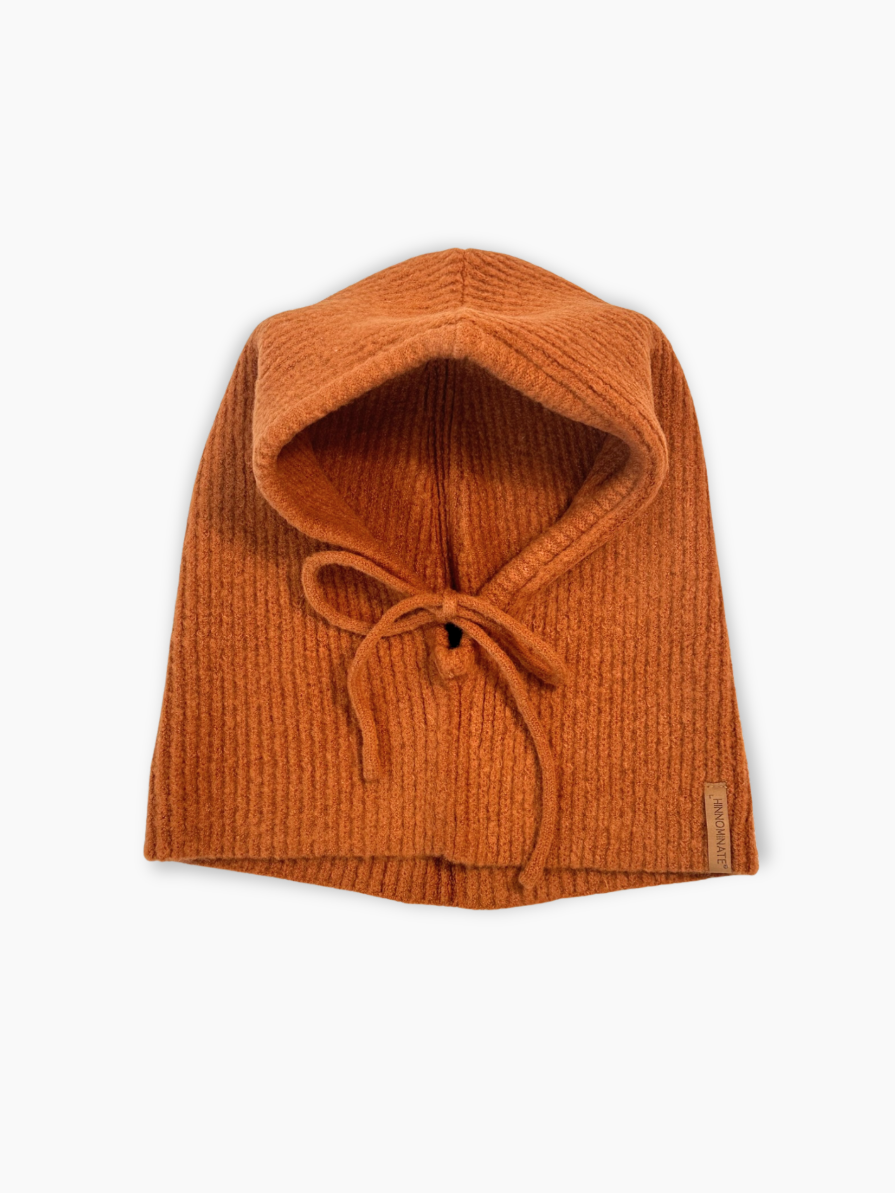 Balaclava in maglia teddy a costine con coulisse e logo Hinnominate
