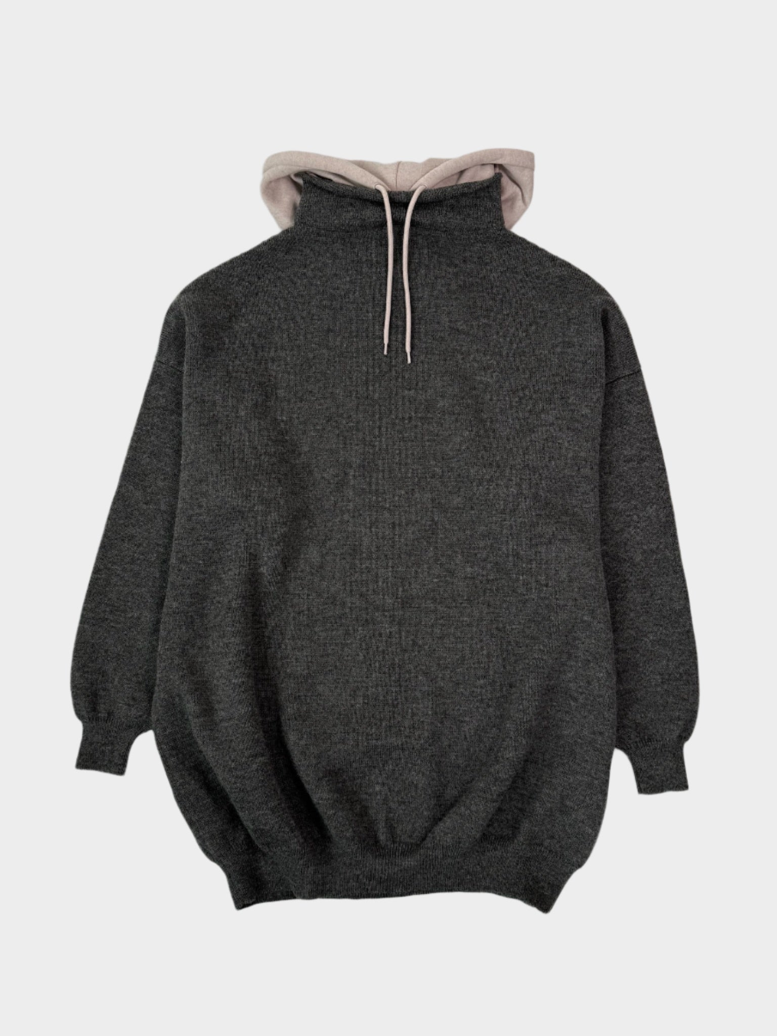 felpa Balenciaga grigia, felpa cappuccio grigio, felpa multiloghi Balenciaga, felpa lana Balenciaga, felpa oversize designer, streetwear Balenciaga