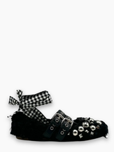 Black Eco Shearling Ballerinas With Studs And Ribbons -  | dBlank