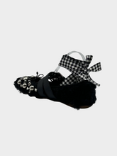 Black Eco Shearling Ballerinas With Studs And Ribbons -  | dBlank