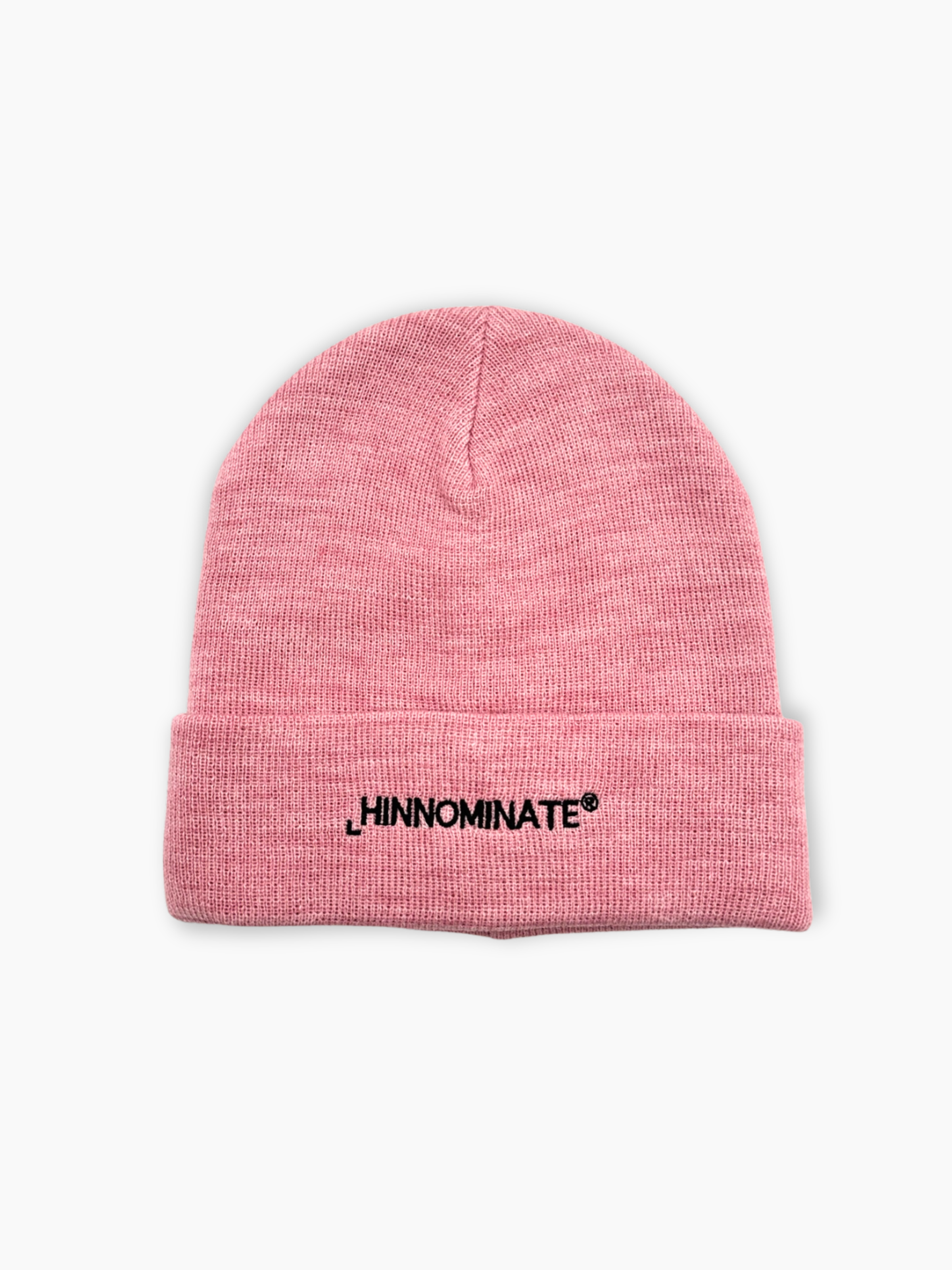 Berretta rosa Hinnominate in maglia con logo ricamato nero vista frontale