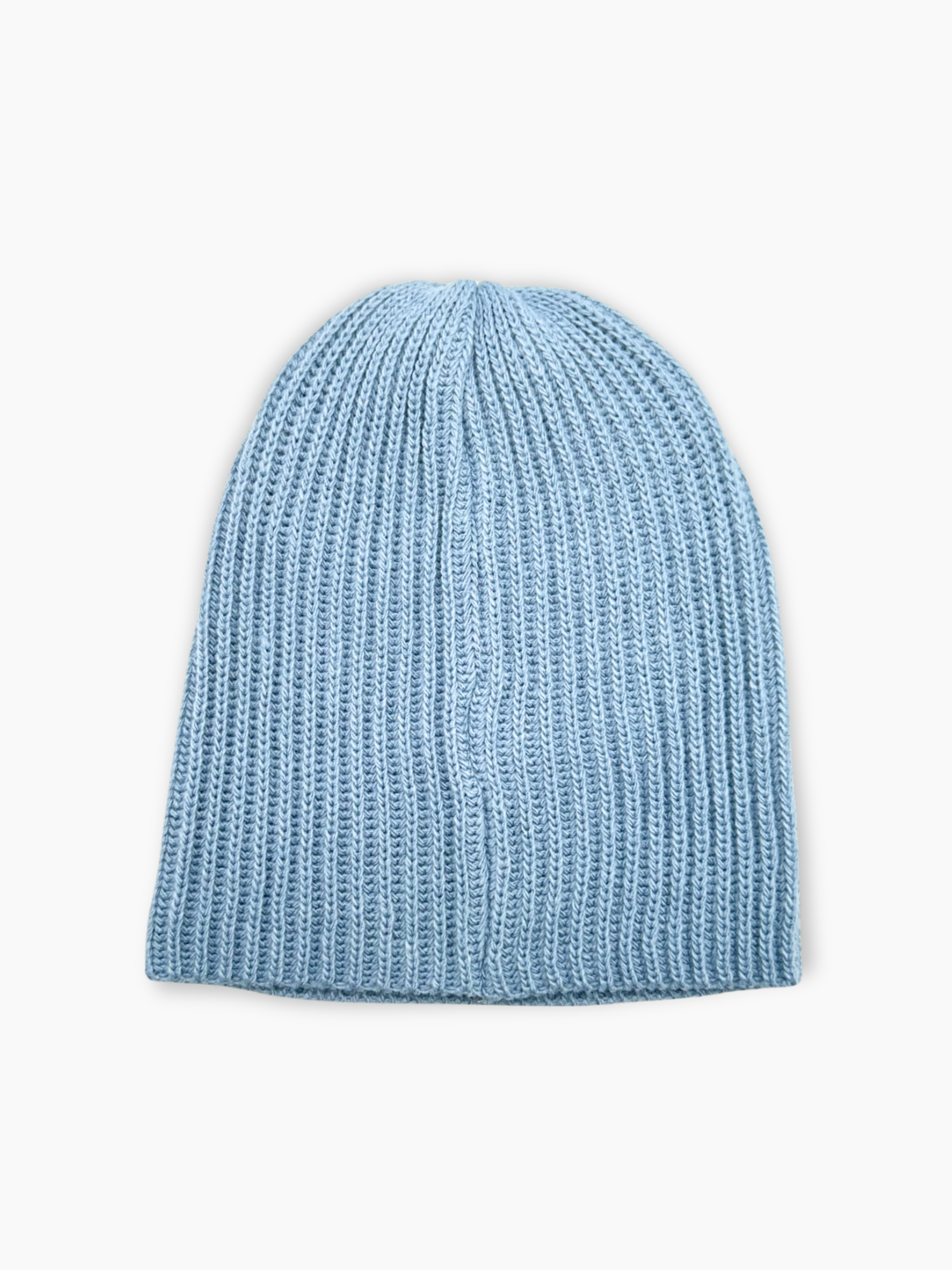 Berretto azzurro Hinnominate in maglia a coste con etichetta logo cucita sul davanti