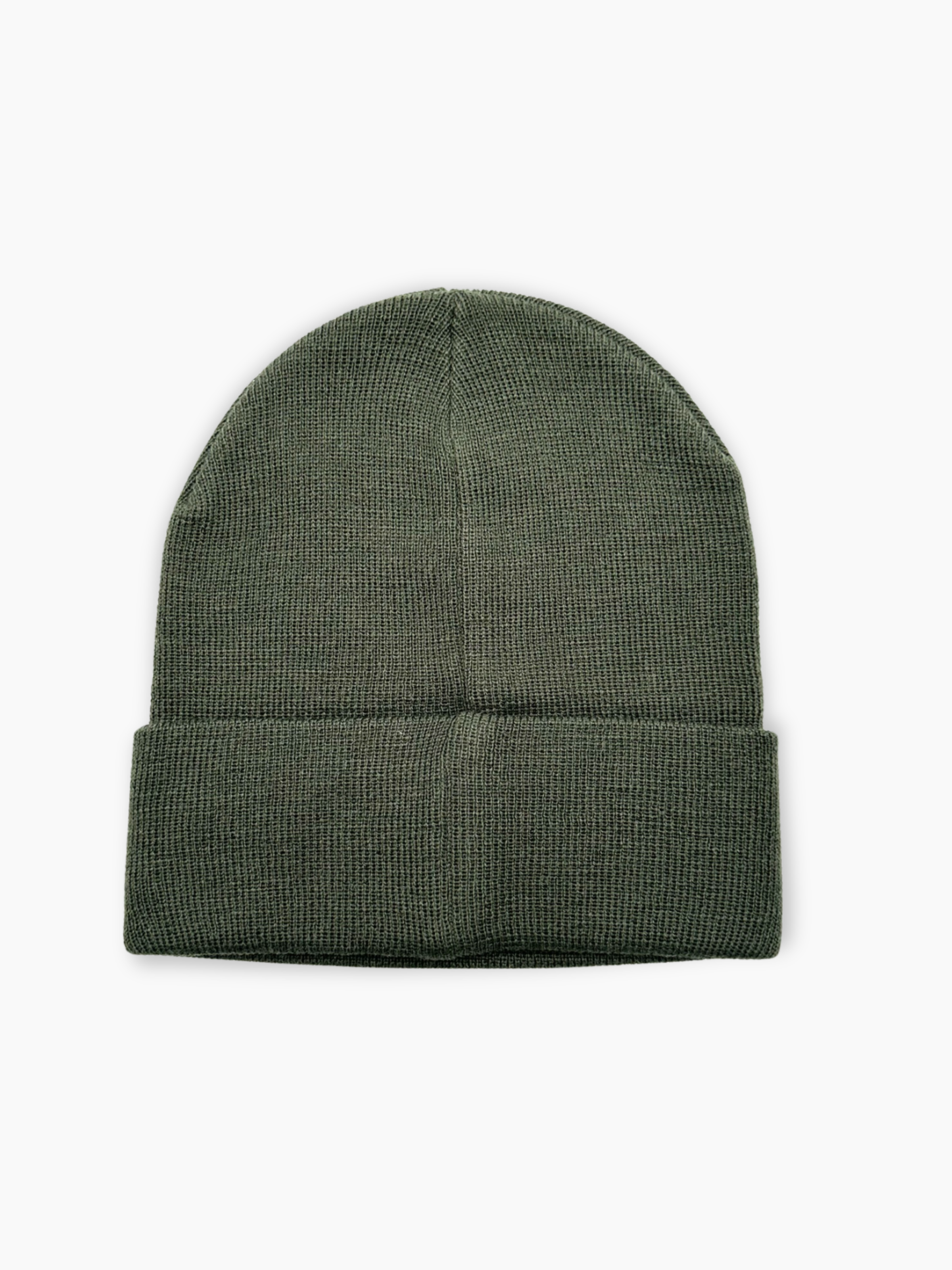 Berretto Hinnominate verde militare in maglia fine con risvolto e logo ricamato