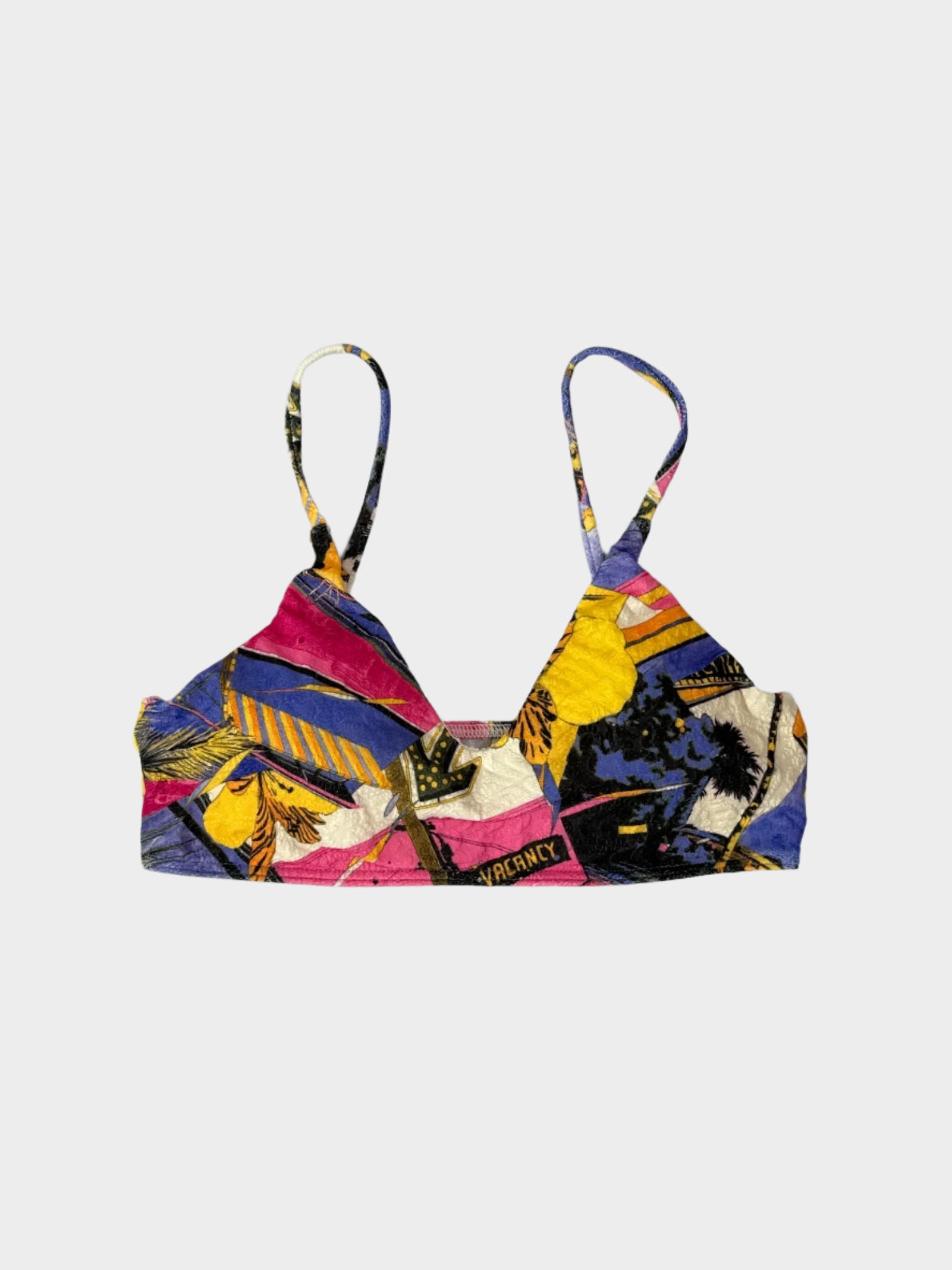Bikini top multicolor con fantasia grafica stile Miami e spalline sottili