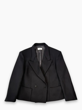 Black Double Breasted Blazer With Peak Lapel -  | dBlank