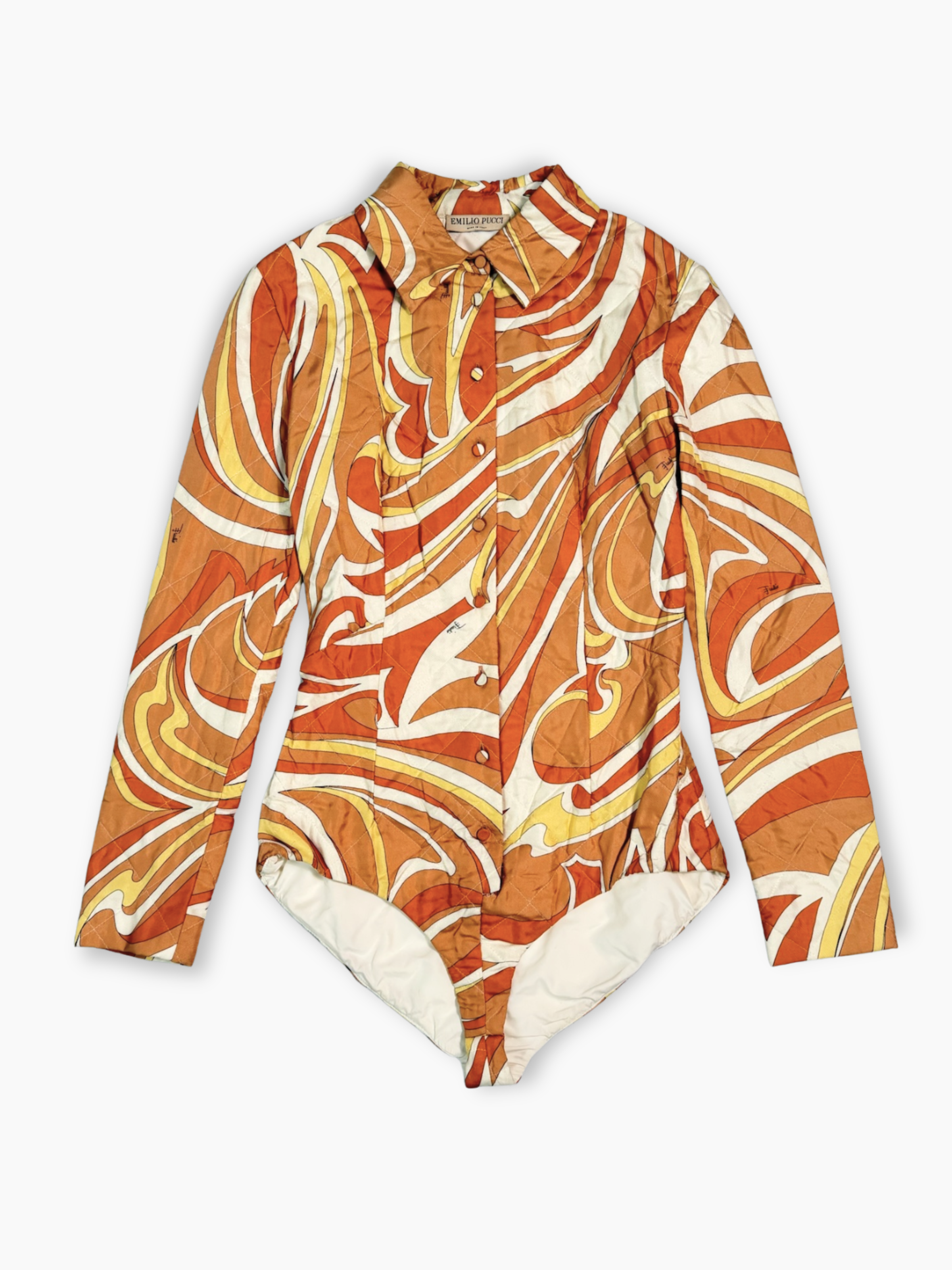 Body arancione con stampa geometrica Emilio Pucci vista frontale