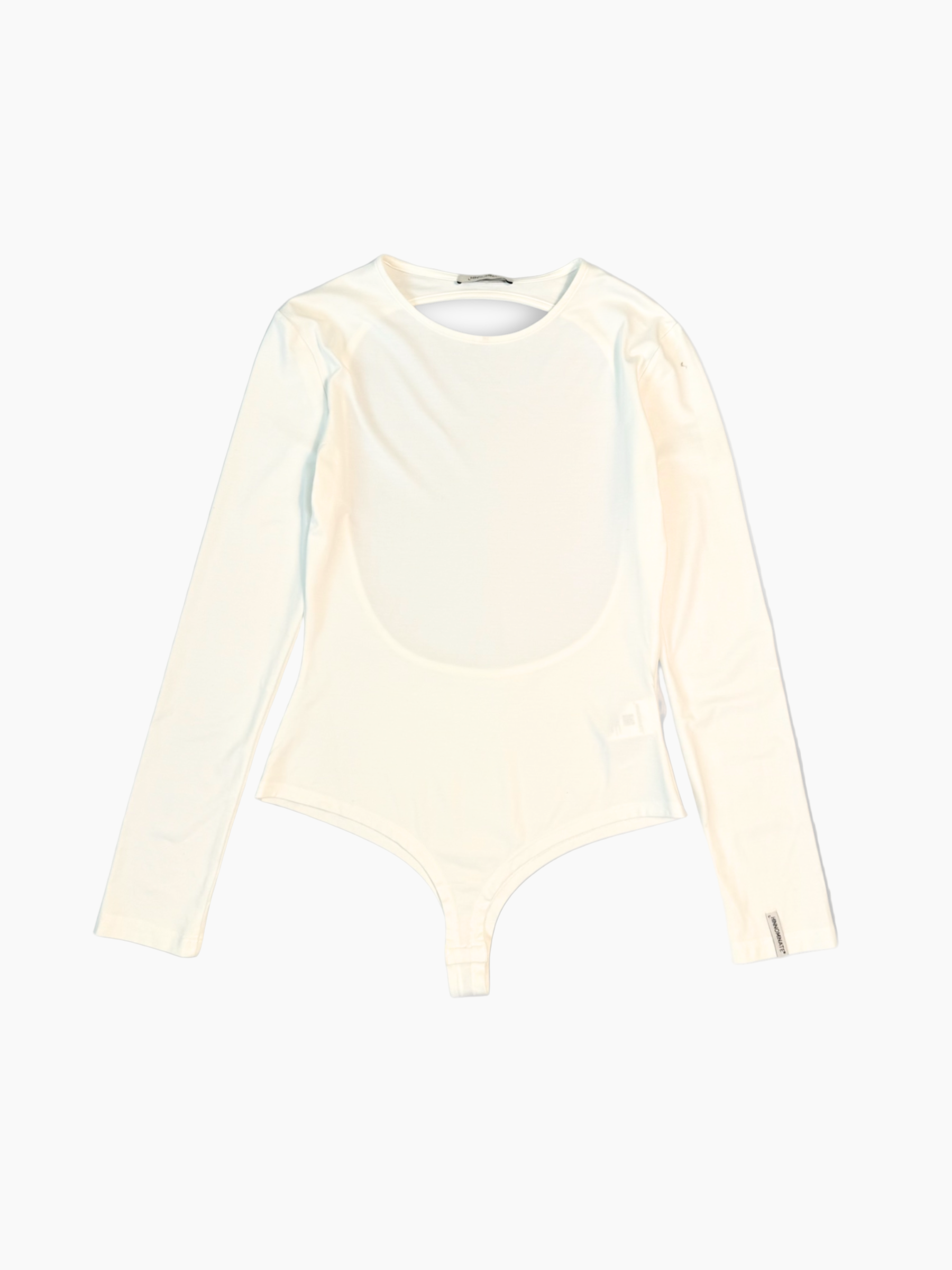 Body bianco a maniche lunghe in cotone elasticizzato vista frontale