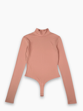 Pink Turtleneck Viscose Bodysuit with Label -  | Qlhype
