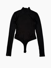 Black Turtleneck Viscose Bodysuit with Label -  | dBlank