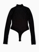 Black Turtleneck Viscose Bodysuit with Label -  | dBlank