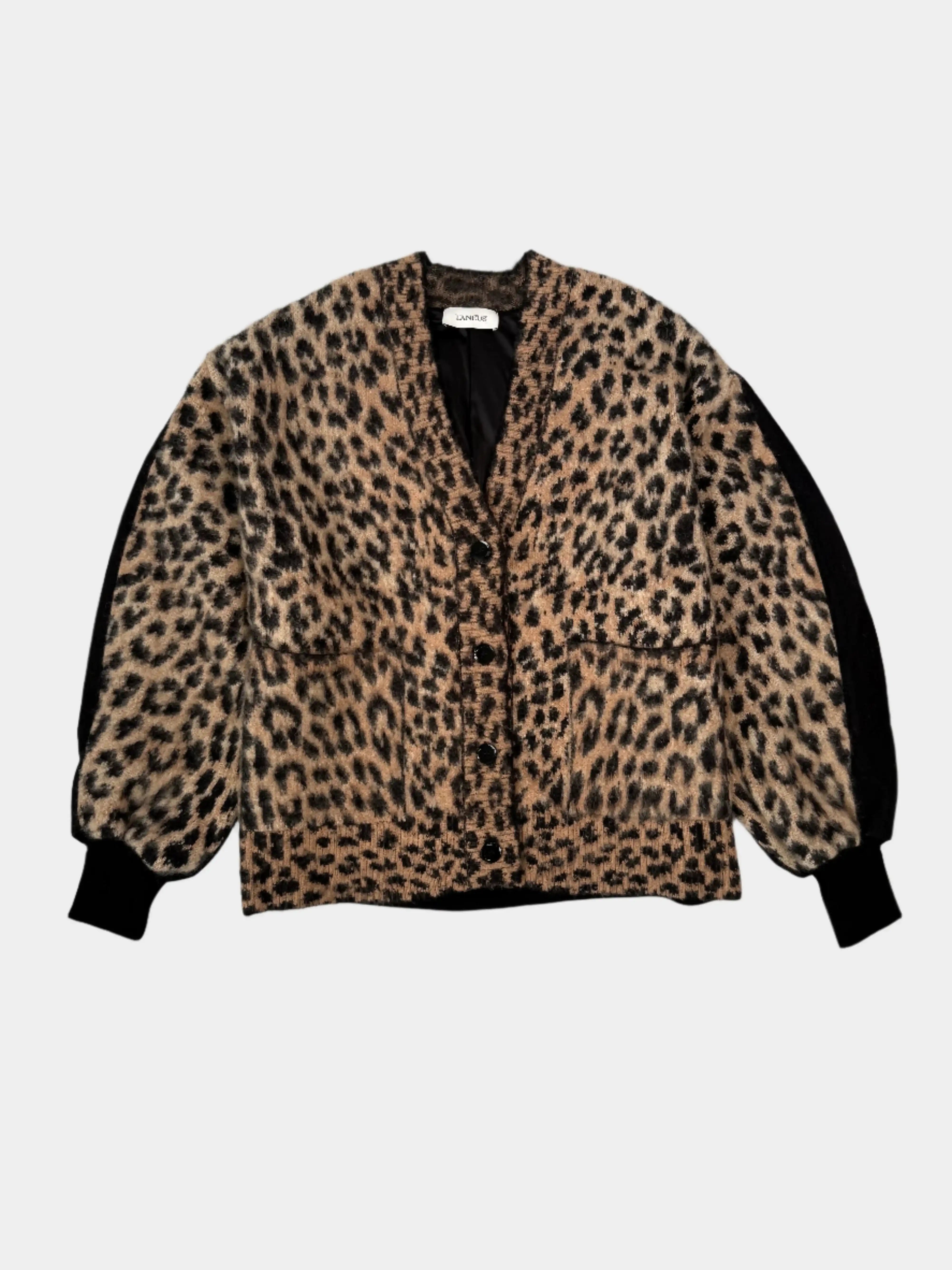 bomber leopardato, bomber Laneus donna, giacca corta animalier, bomber con maniche nere