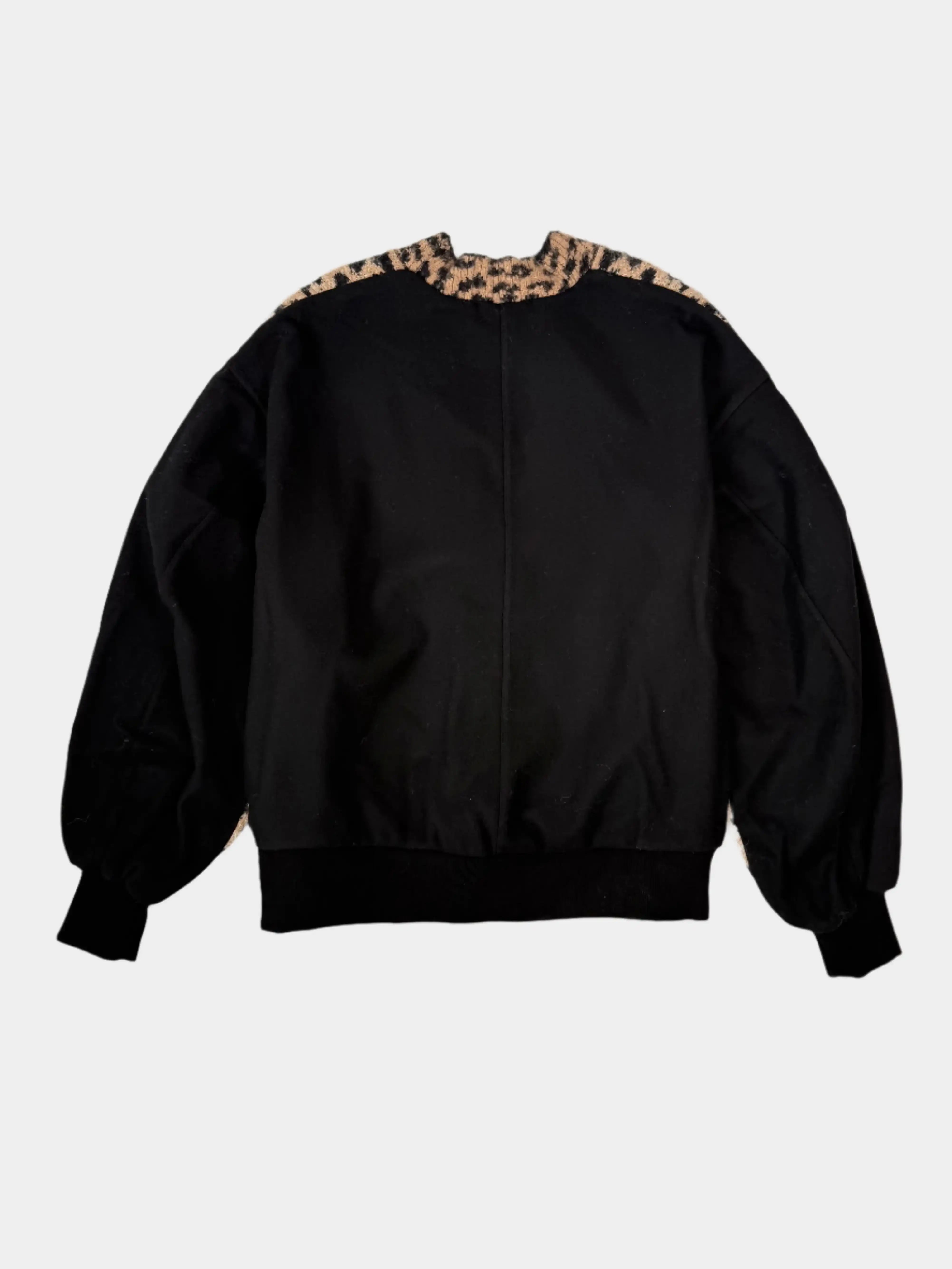 Bomber In Maglia Leopardata Con Retro A Contrasto