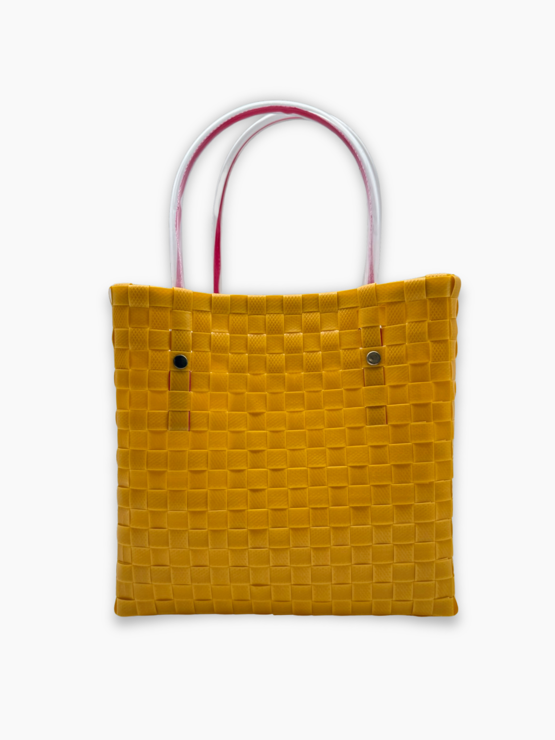 Borsa basket gialla con grafica pinguino vista posteriore