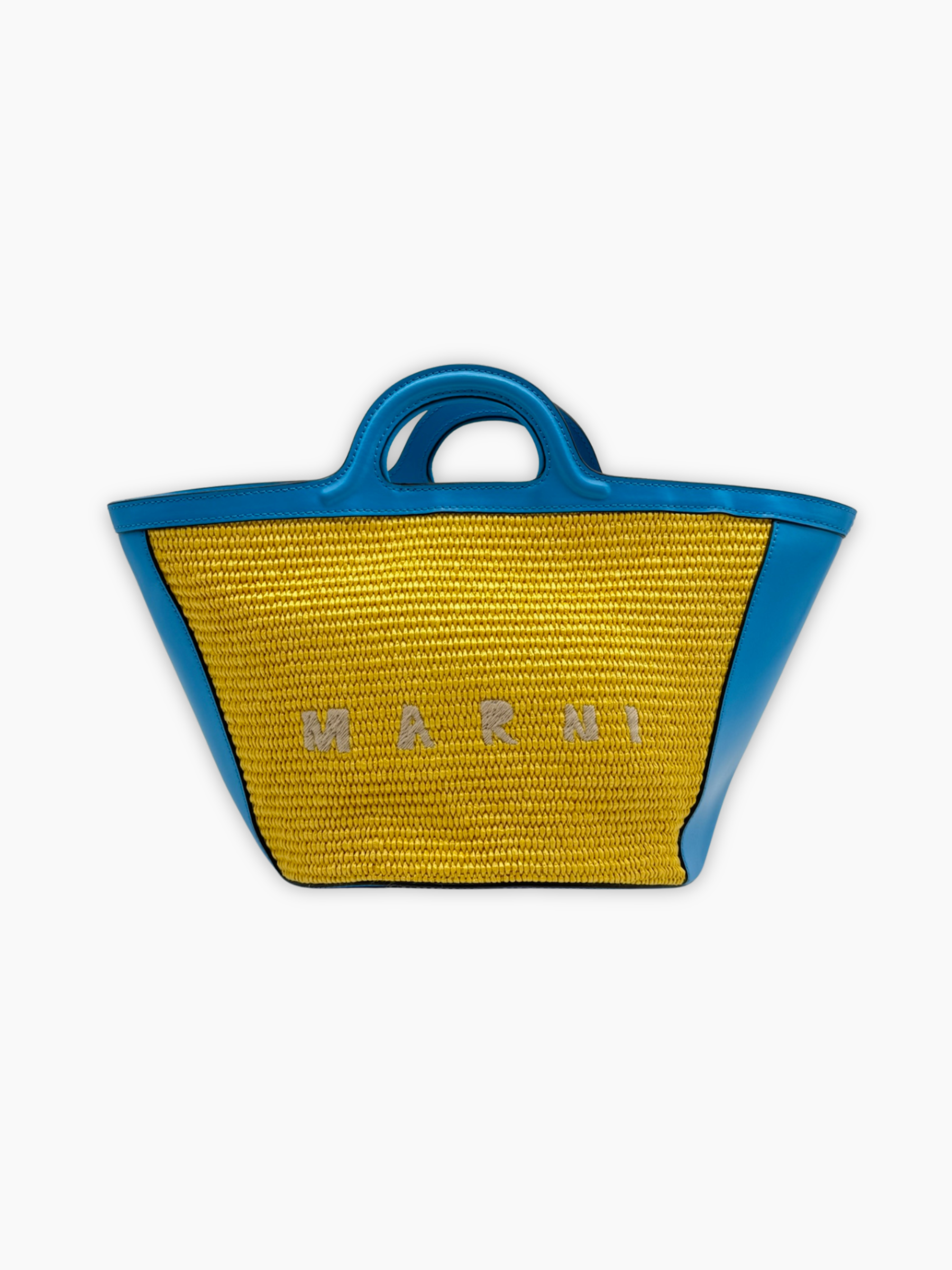 Borsa grande Marni gialla e blu vista frontale