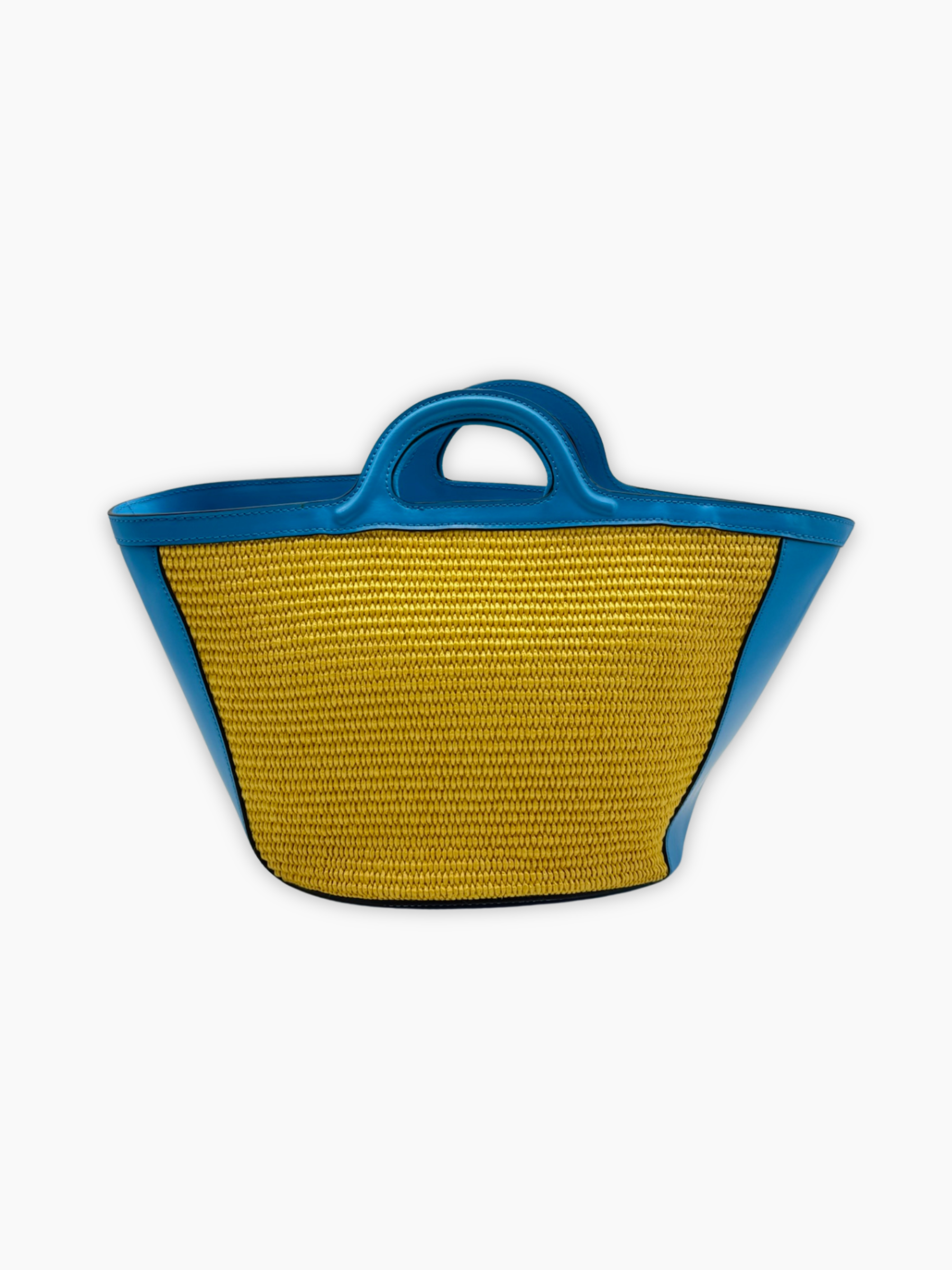 Borsa grande Marni gialla e blu vista laterale