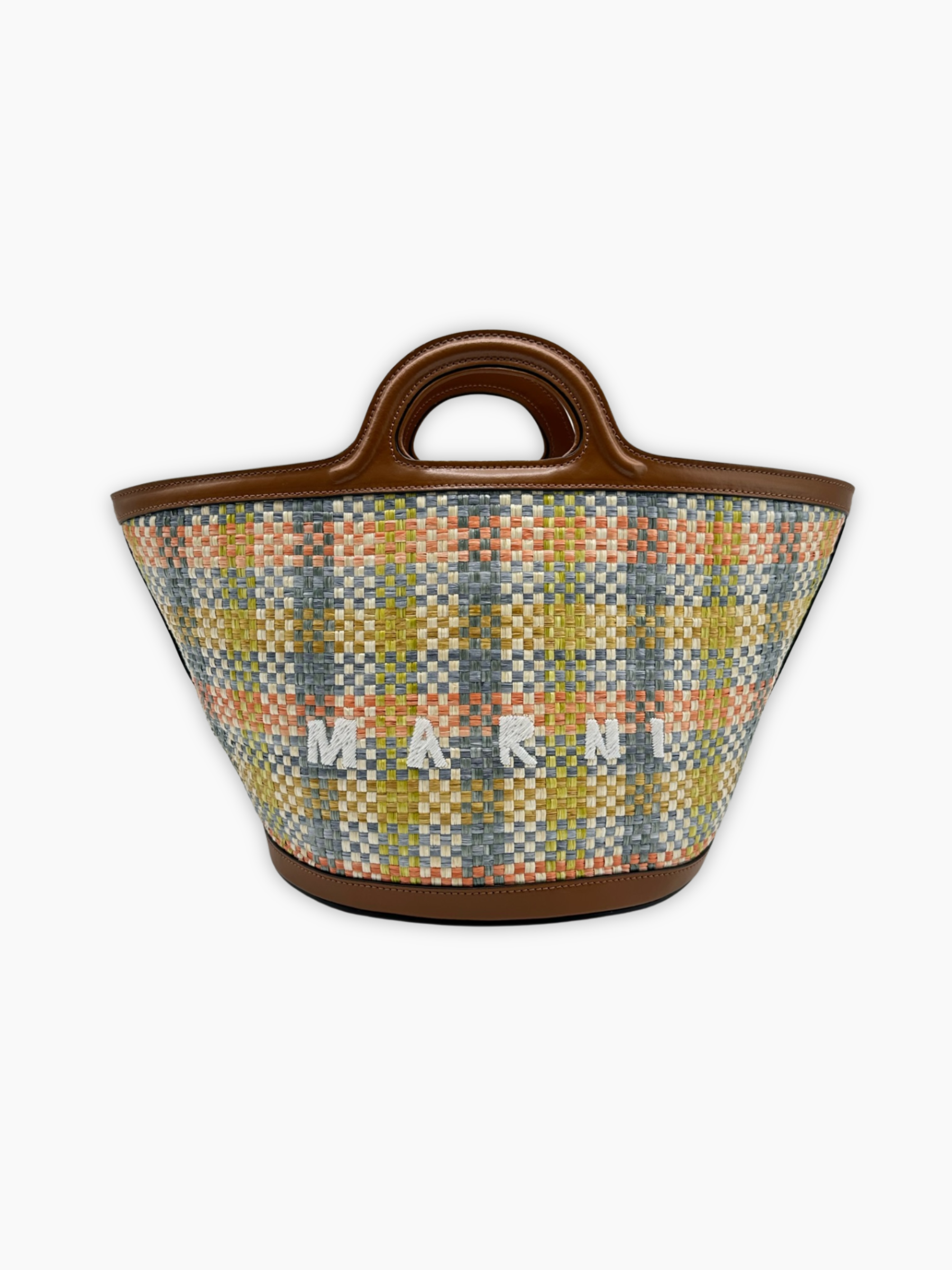 Borsa grande Marni multicolor e marrone vista frontale