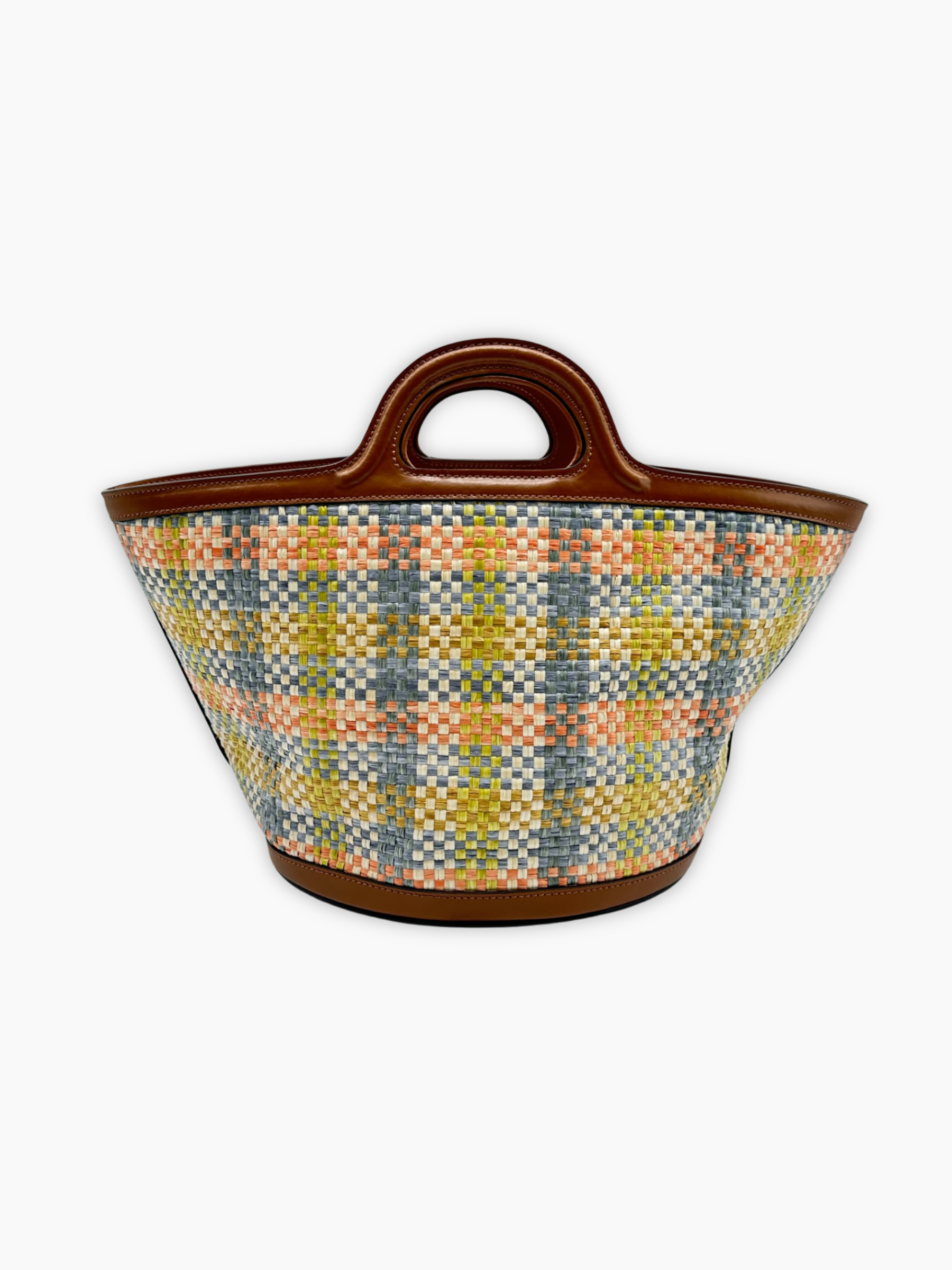 Borsa grande Marni multicolor e marrone vista laterale