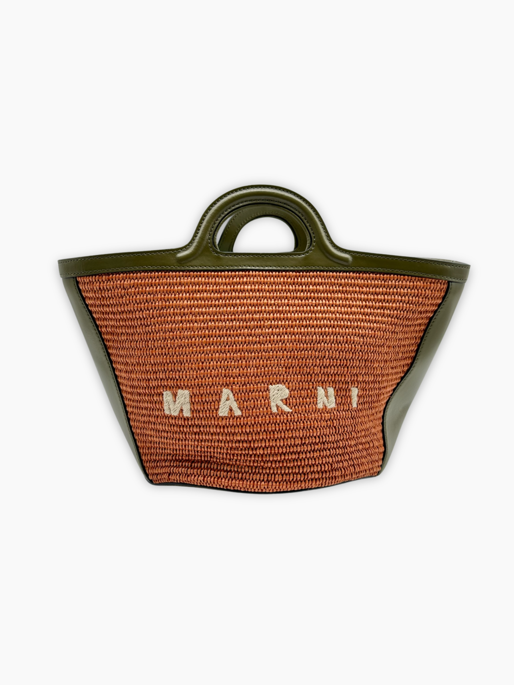 Borsa grande Marni verde e arancione vista frontale