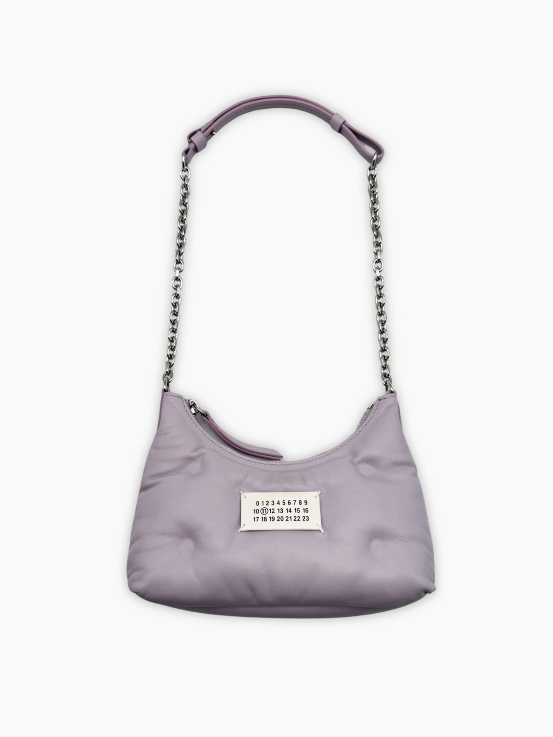 Borsa hobo Maison Margiela lilla in pelle imbottita vista frontale