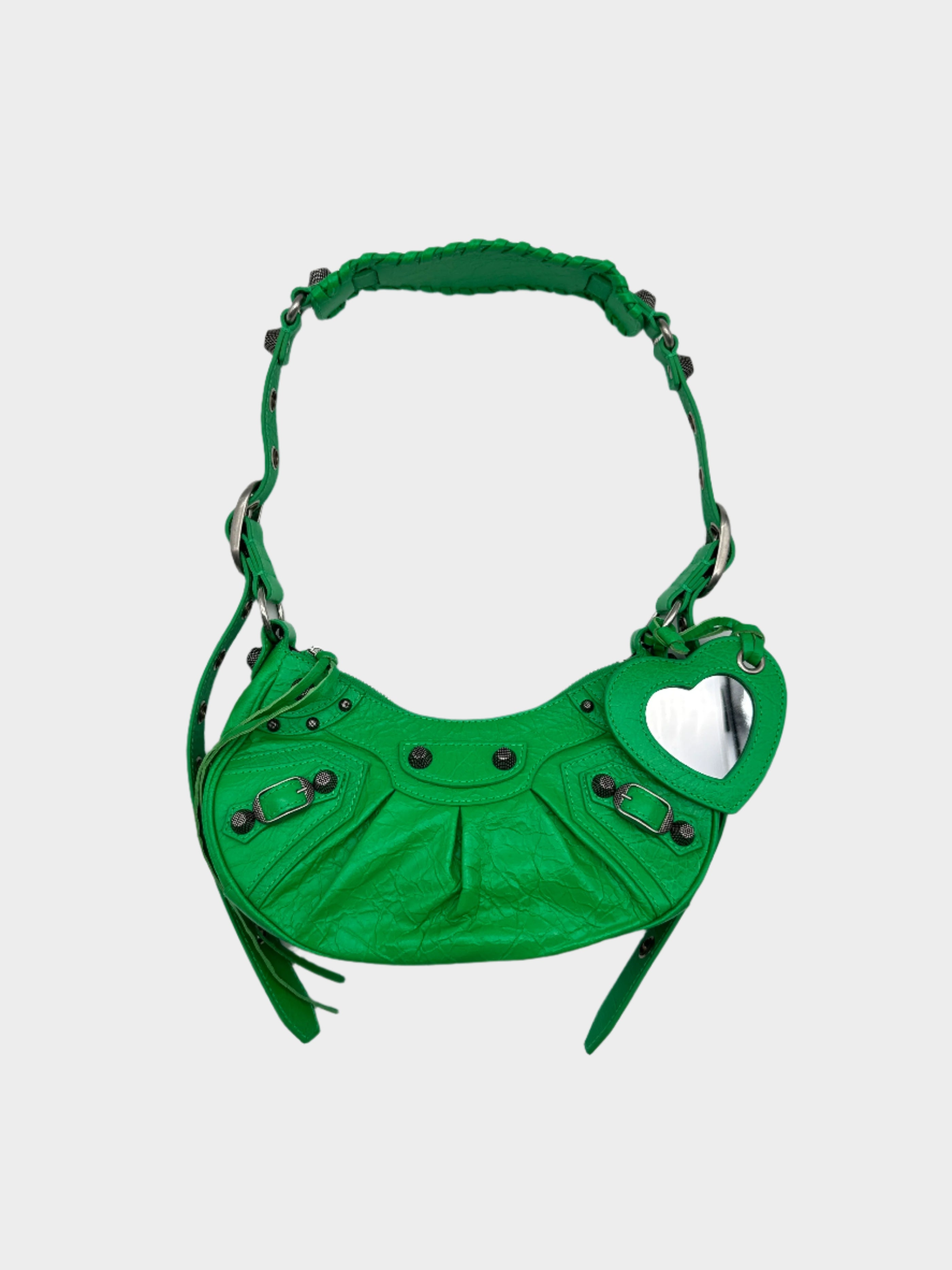 Borsa Balenciaga Le Cagole XS verde vista frontale