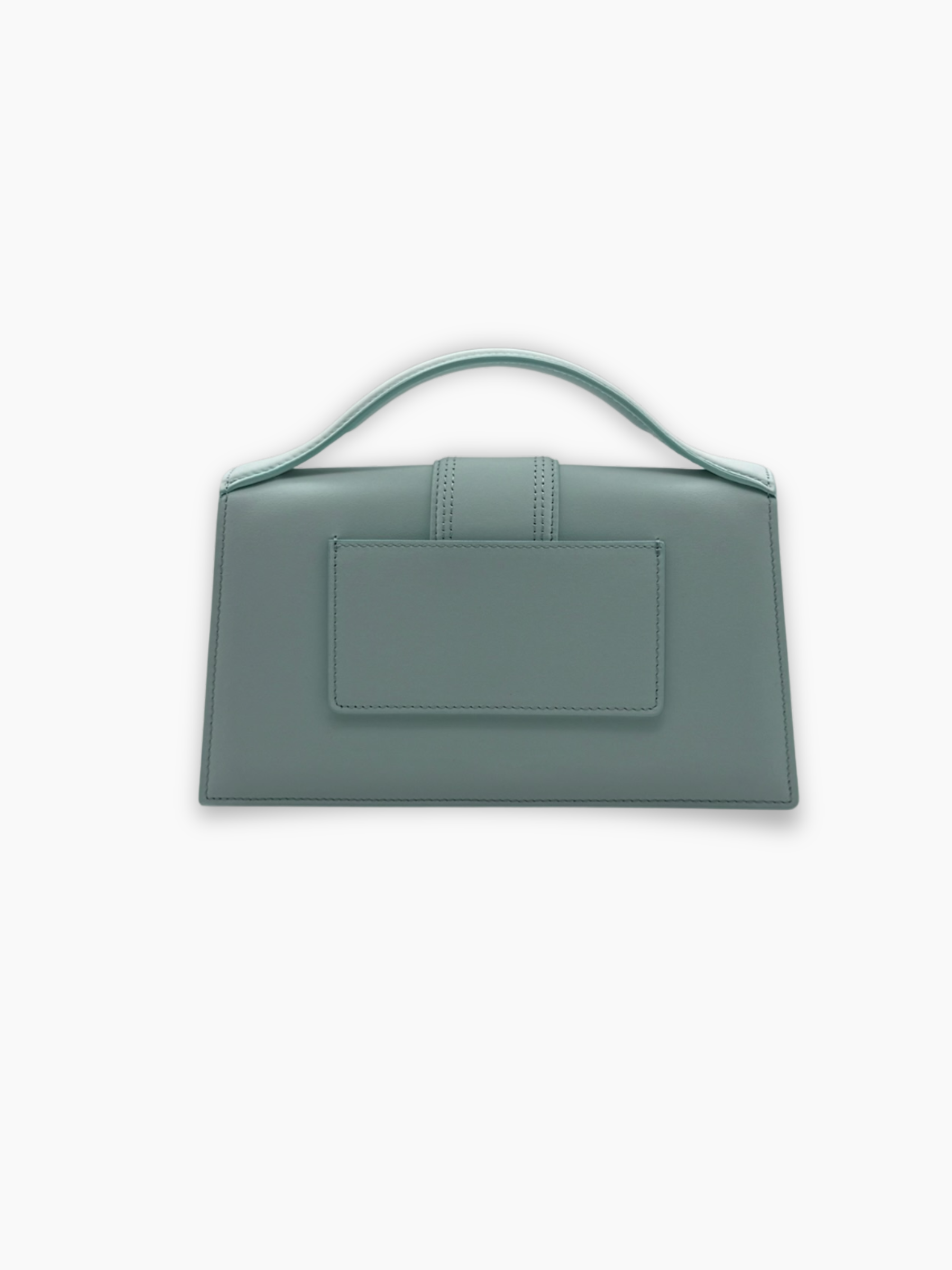Vista laterale borsa Jacquemus Le Grand Bambino azzurra scamosciata