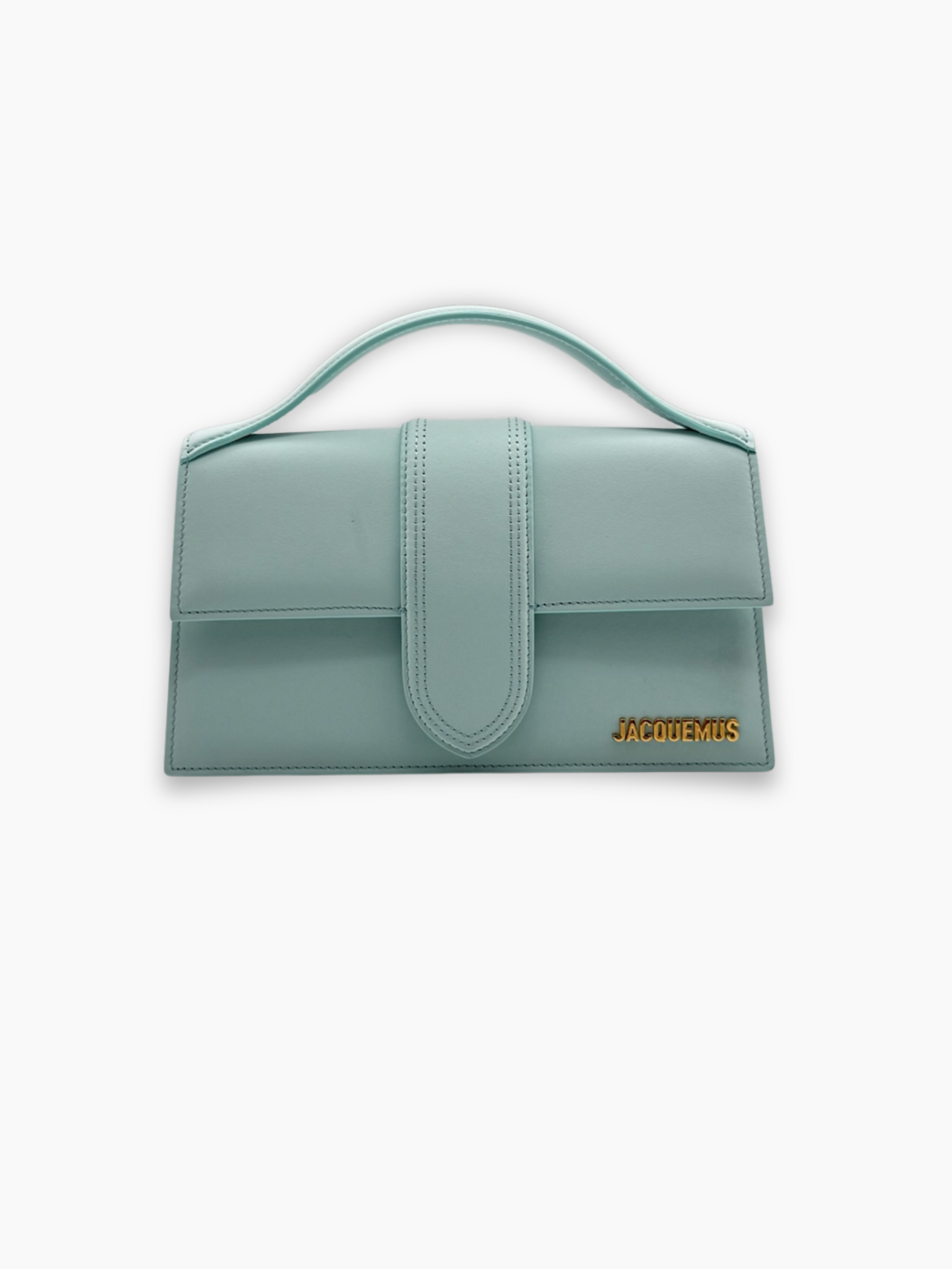 Borsa Jacquemus Le Grand Bambino azzurra scamosciata vista frontale