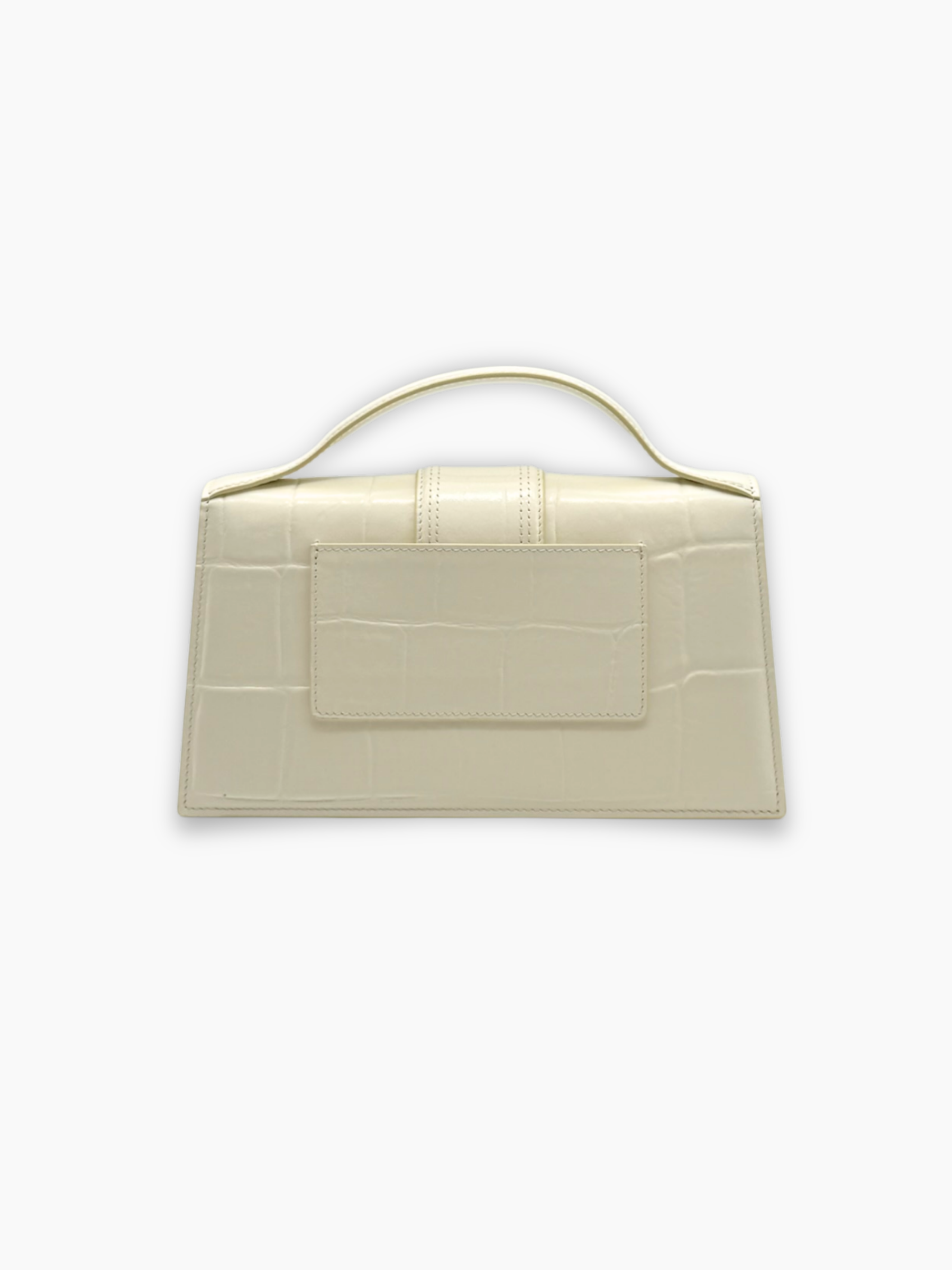 Vista laterale borsa Jacquemus Le Grand Bambino beige stampa cocco