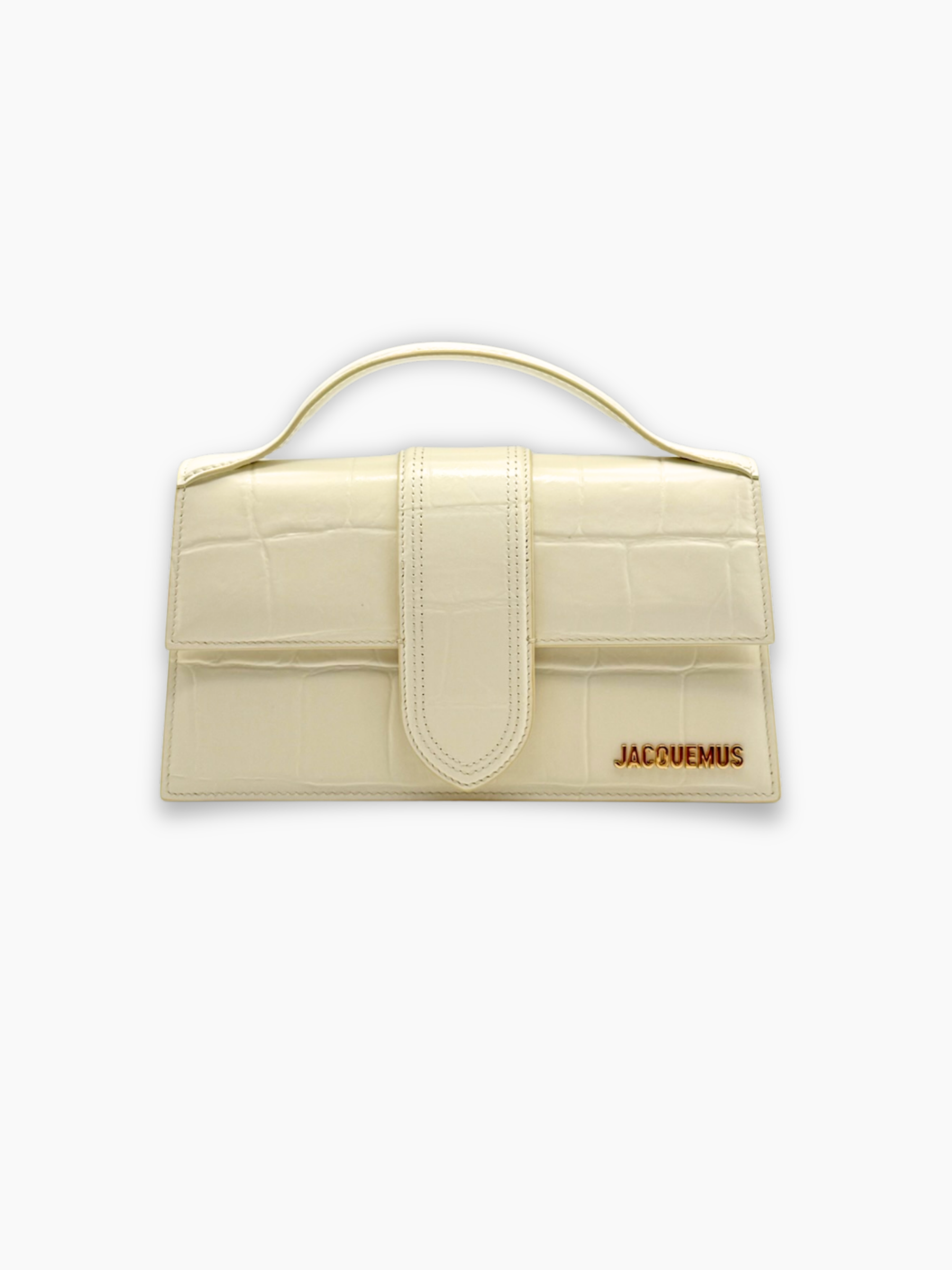 Borsa Jacquemus Le Grand Bambino beige stampa cocco vista frontale