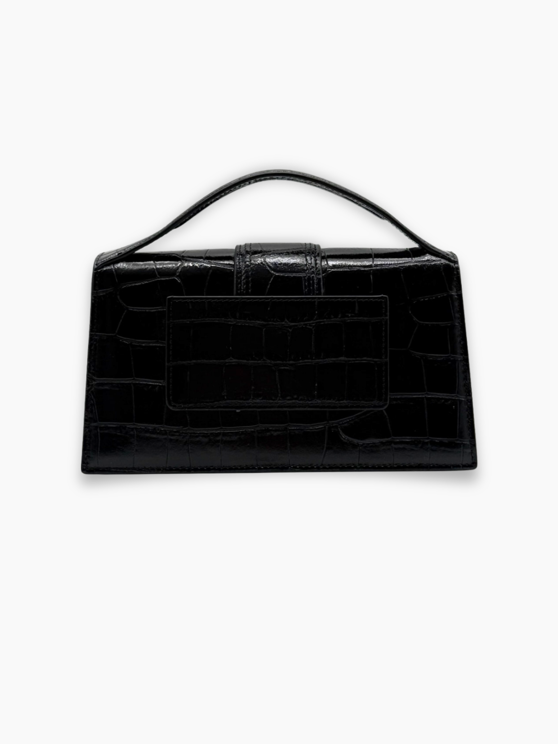 Vista laterale borsa Jacquemus Le Grand Bambino nera stampa cocco
