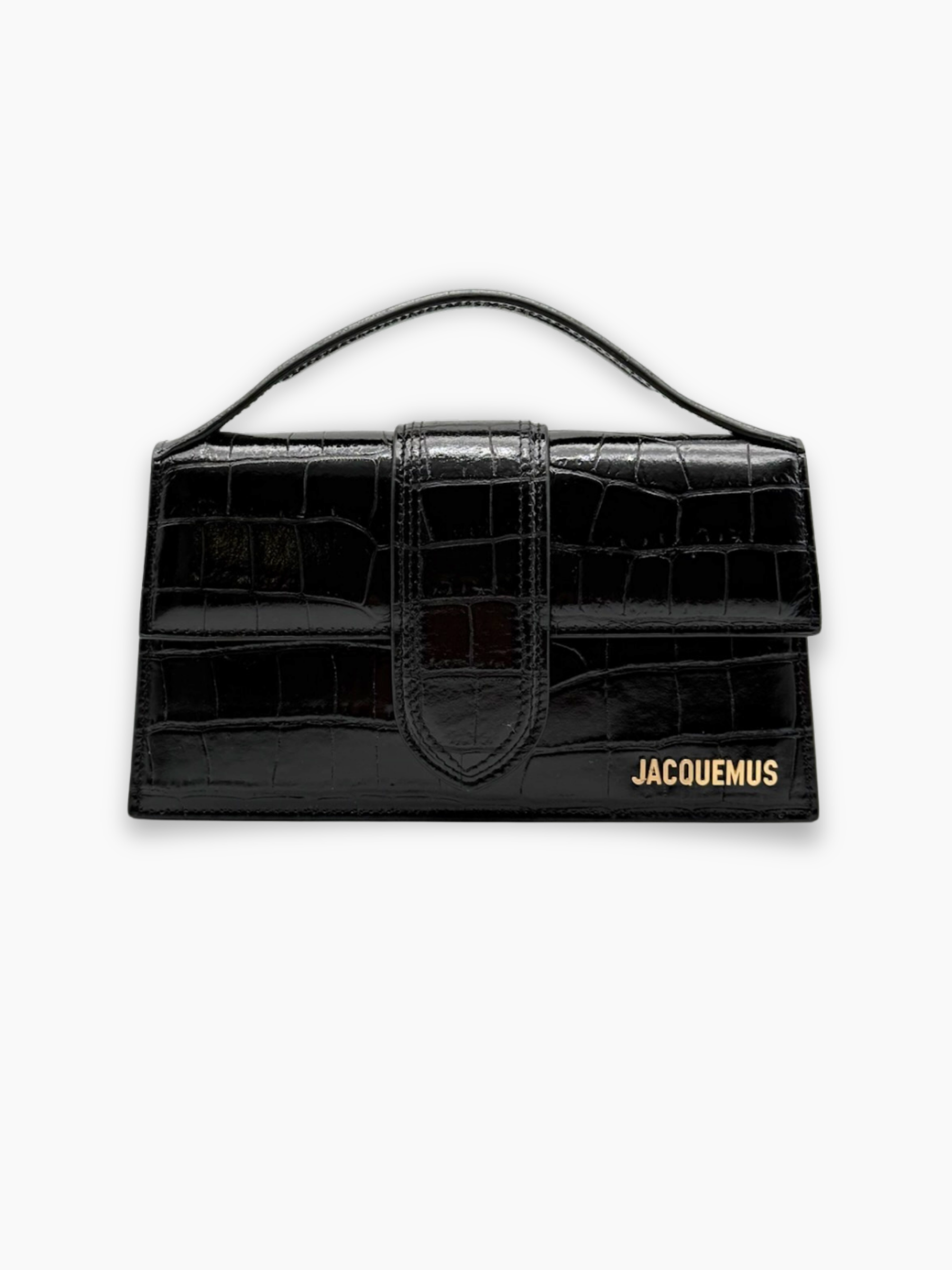 Borsa Jacquemus Le Grand Bambino nera stampa cocco vista frontale