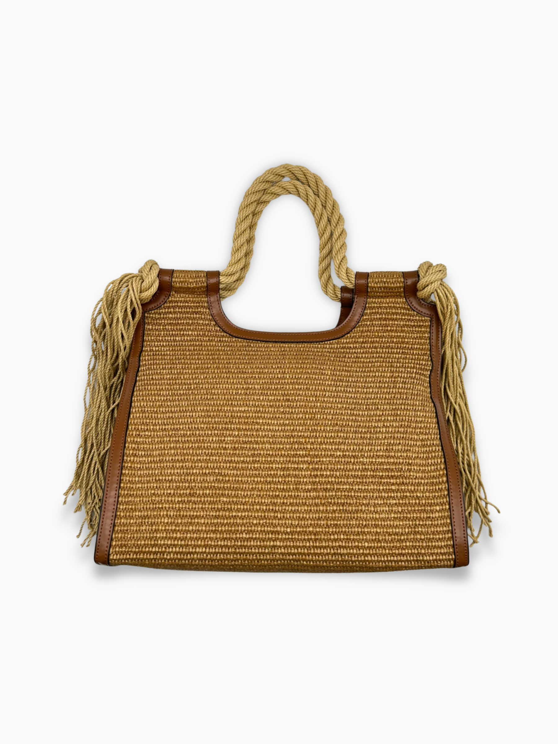 Borsa Marni in paglia naturale con manici in corda vista retro