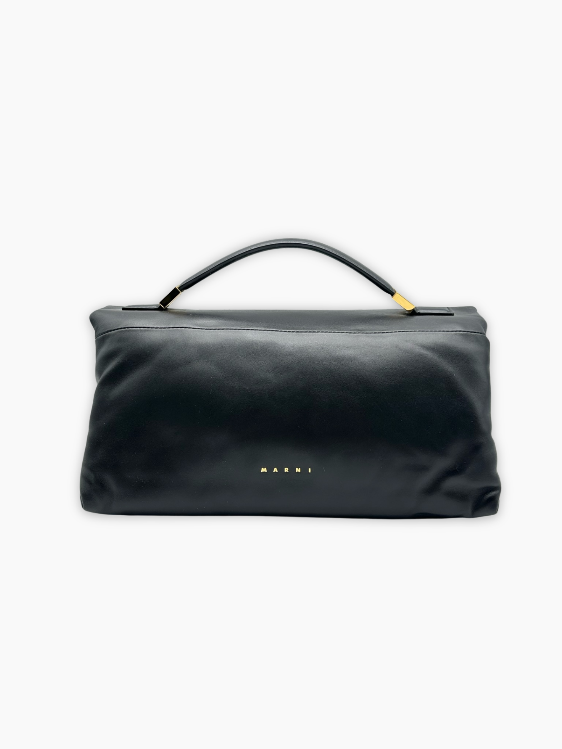 Borsa Marni in pelle nera trapuntata con manico vista frontale