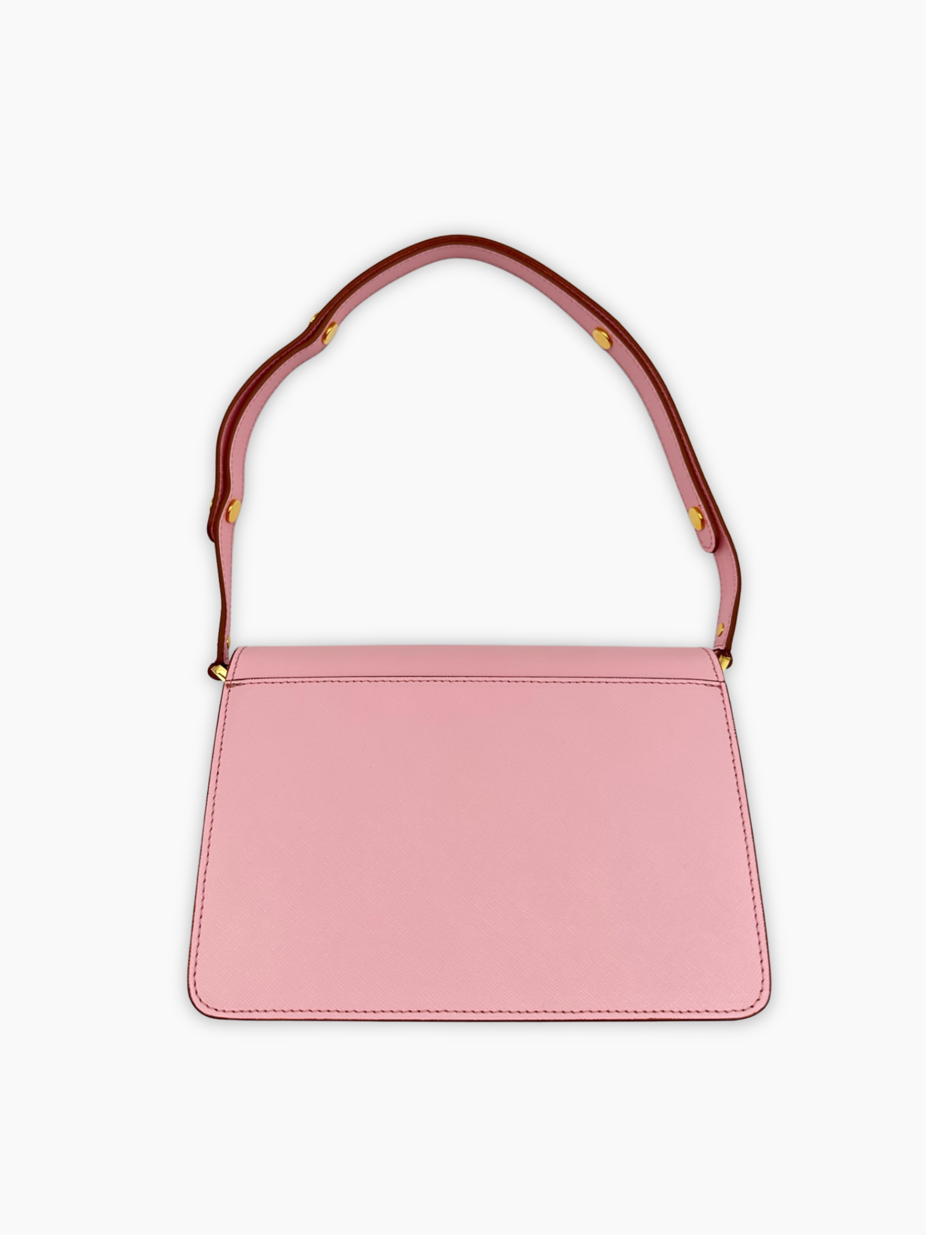 Borsa Marni Trunk in pelle saffiano rosa vista laterale