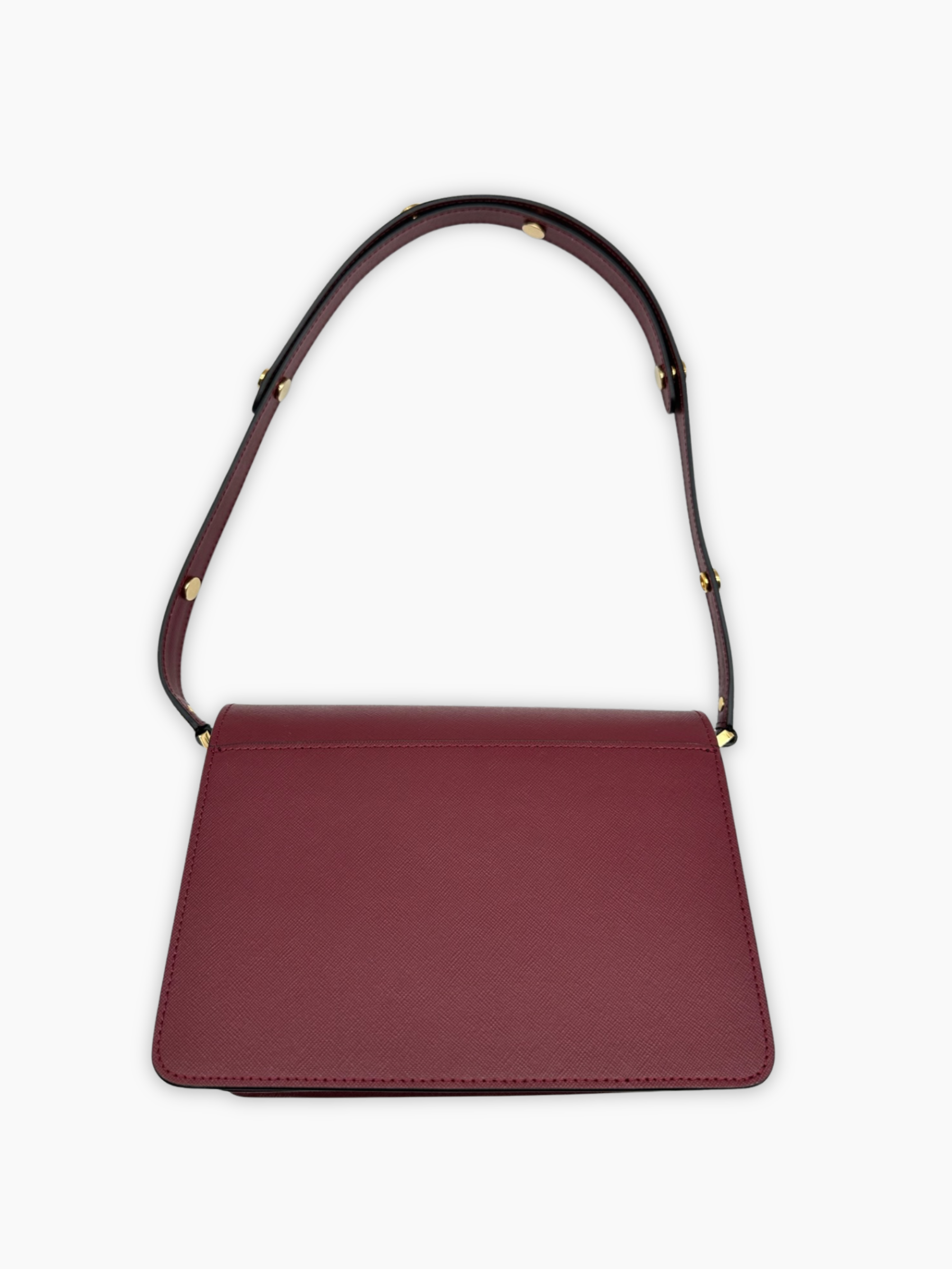 Borsa Marni Trunk in pelle saffiano rossa vista laterale