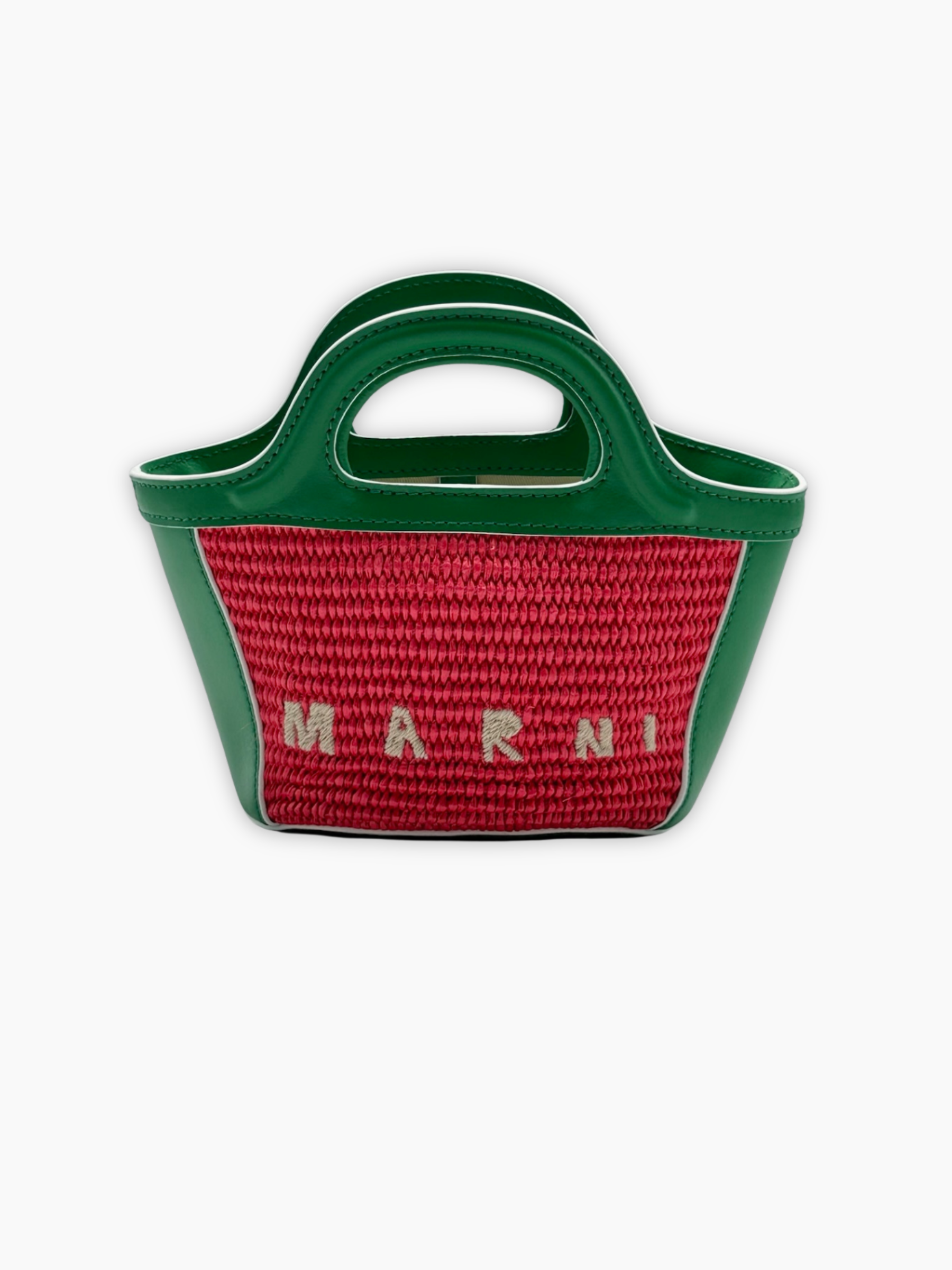 Borsa Mini Basket Marni verde e fucsia vista frontale