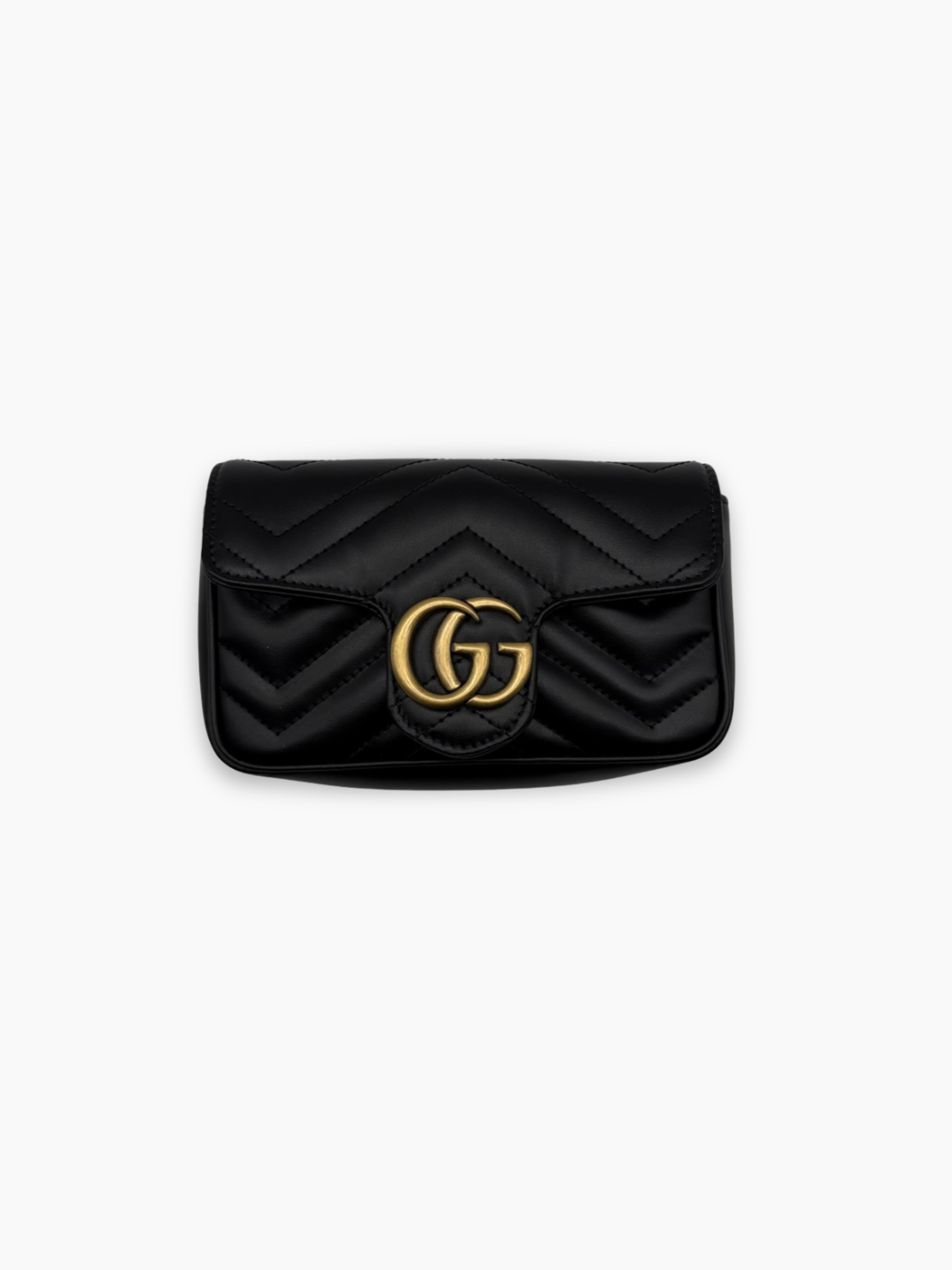 Borsa GG Marmont Super Mini Gucci in pelle matelassé nera con logo doppia G