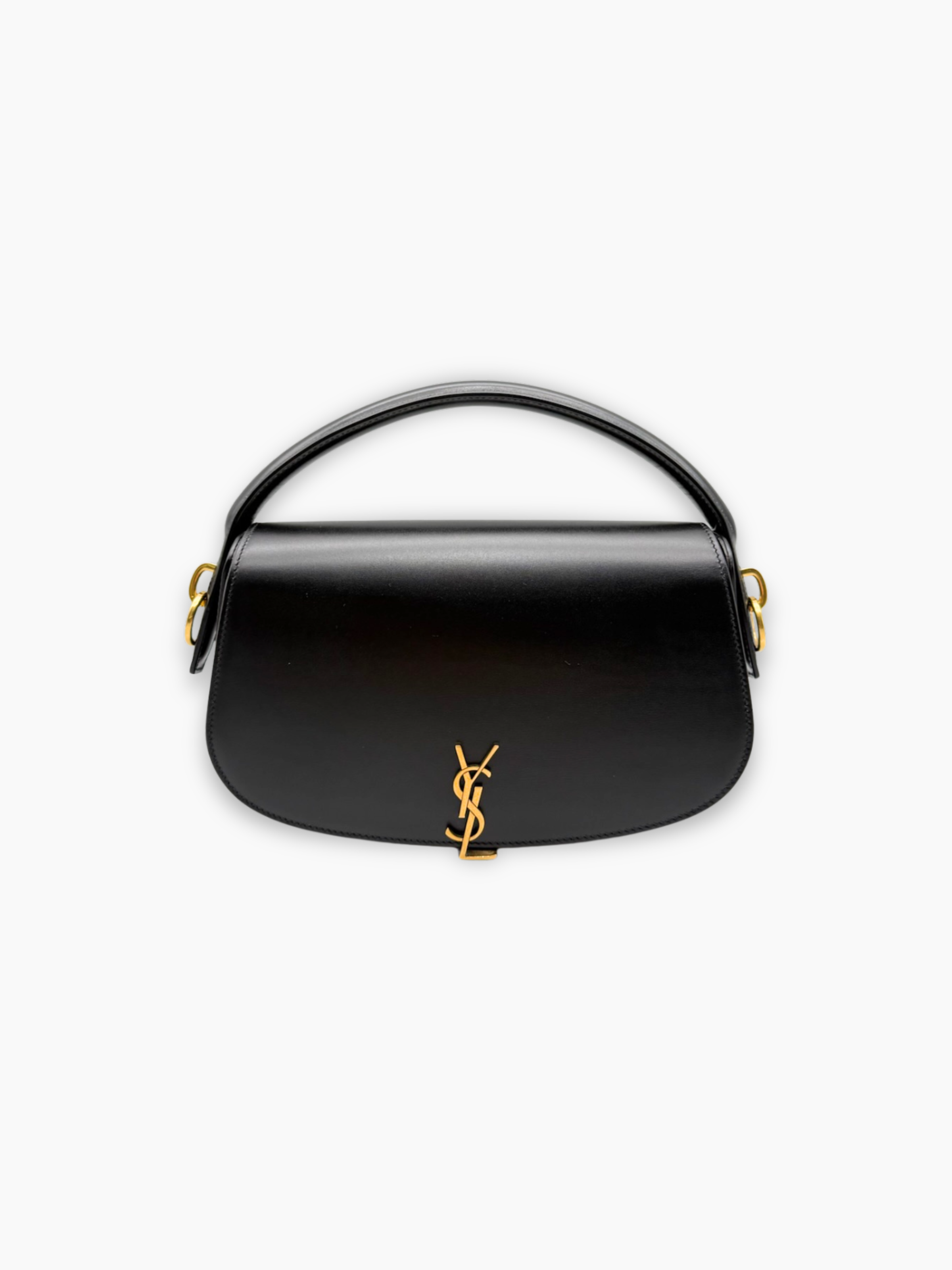 Borsa Le 37 Saint Laurent in pelle nera liscia con manico superiore e logo dorato