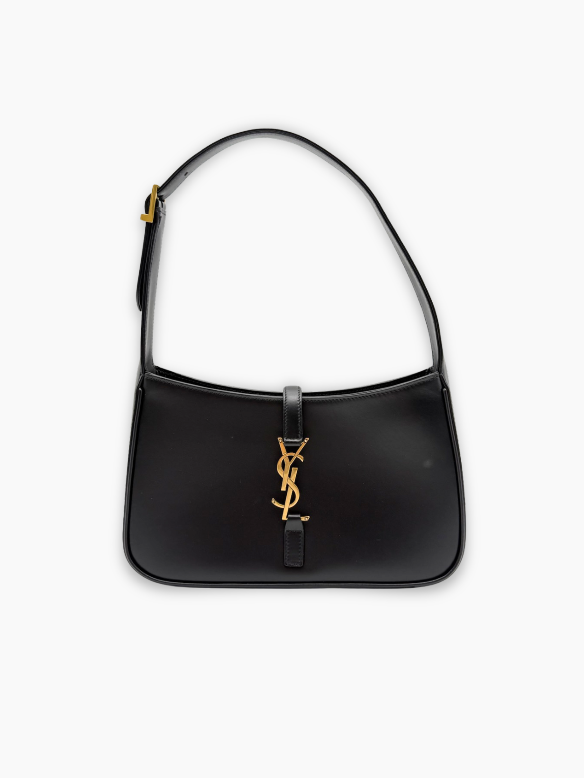 Borsa Le 5 À 7 Saint Laurent in pelle nera liscia con logo dorato