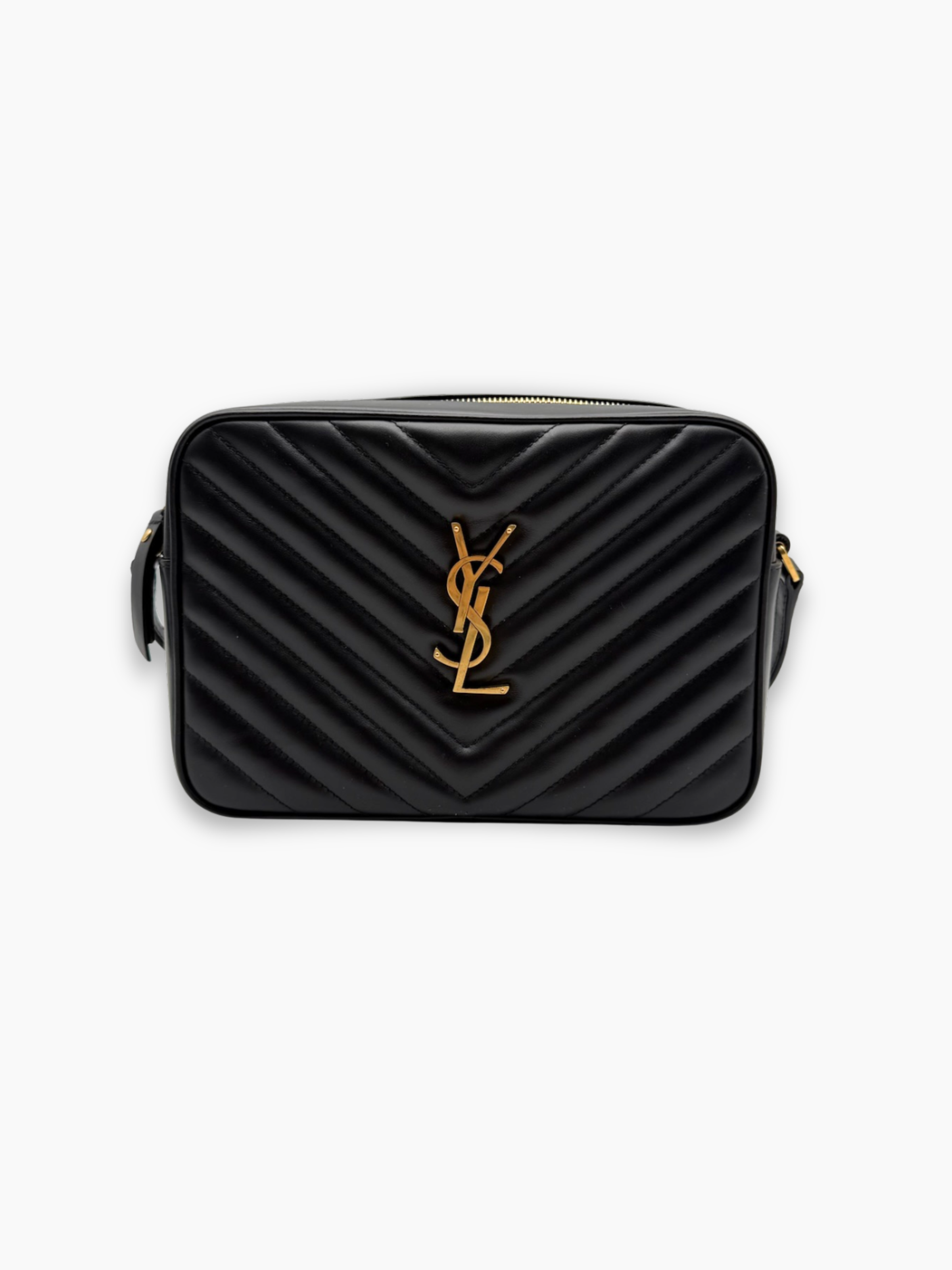 Borsa Lou Camera nera Saint Laurent in pelle matelassé con logo dorato