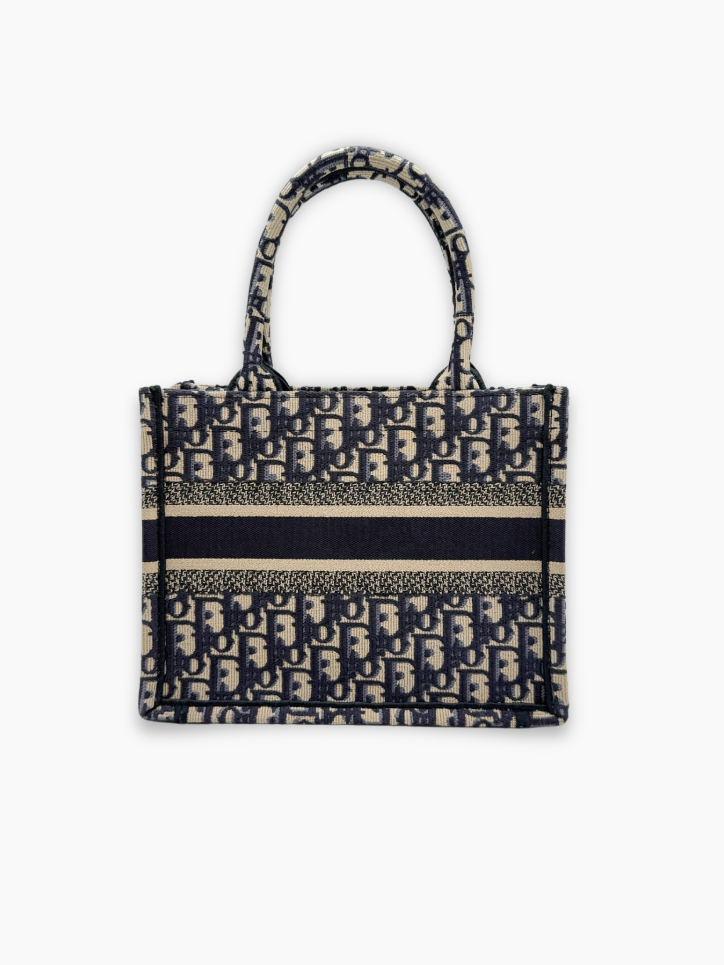 Borsa Dior Book Tote piccola in canvas ricamato vista posteriore