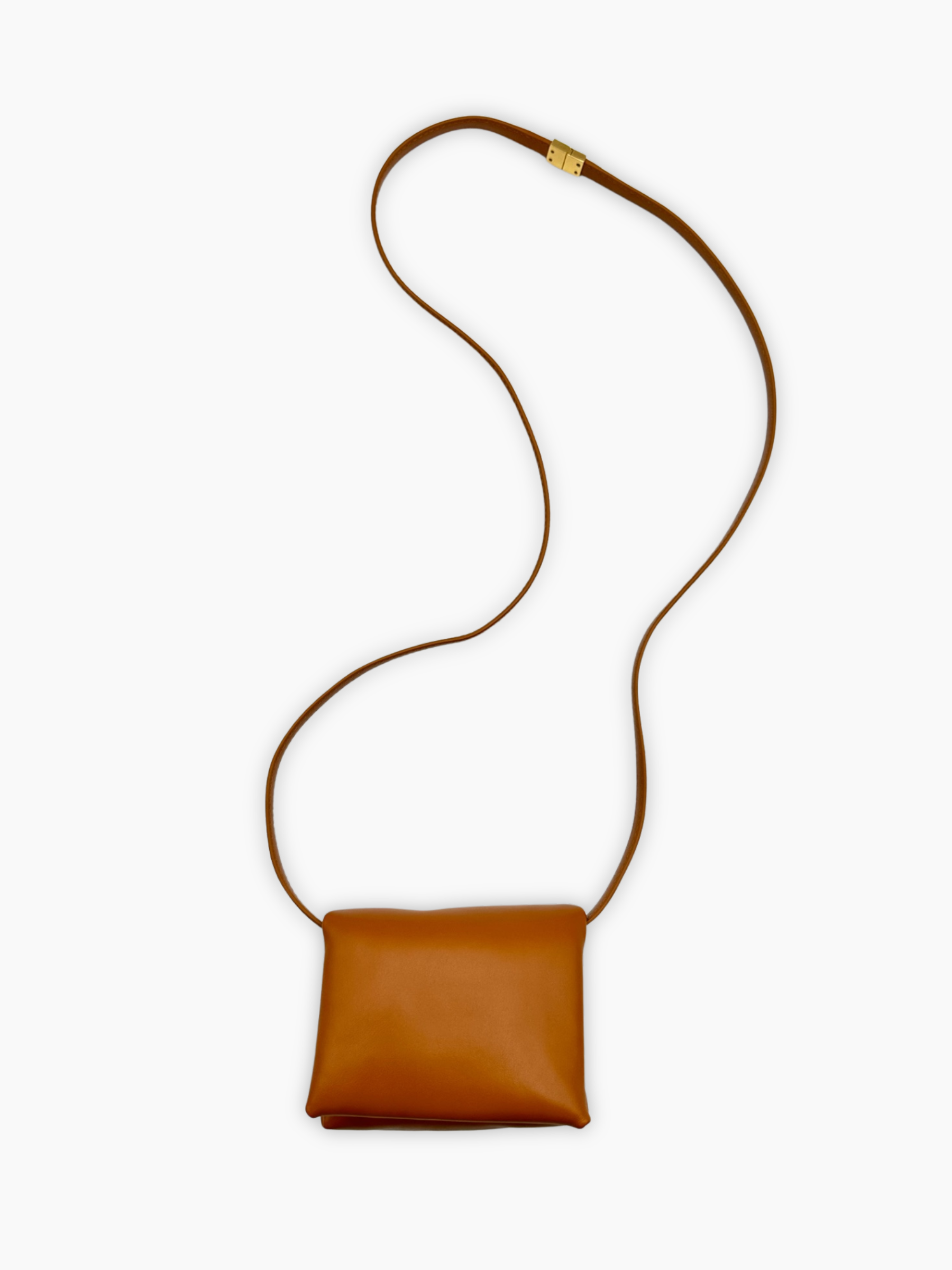 Borsa Prisma Mini Marni in pelle marrone cuoio vista retro con logo