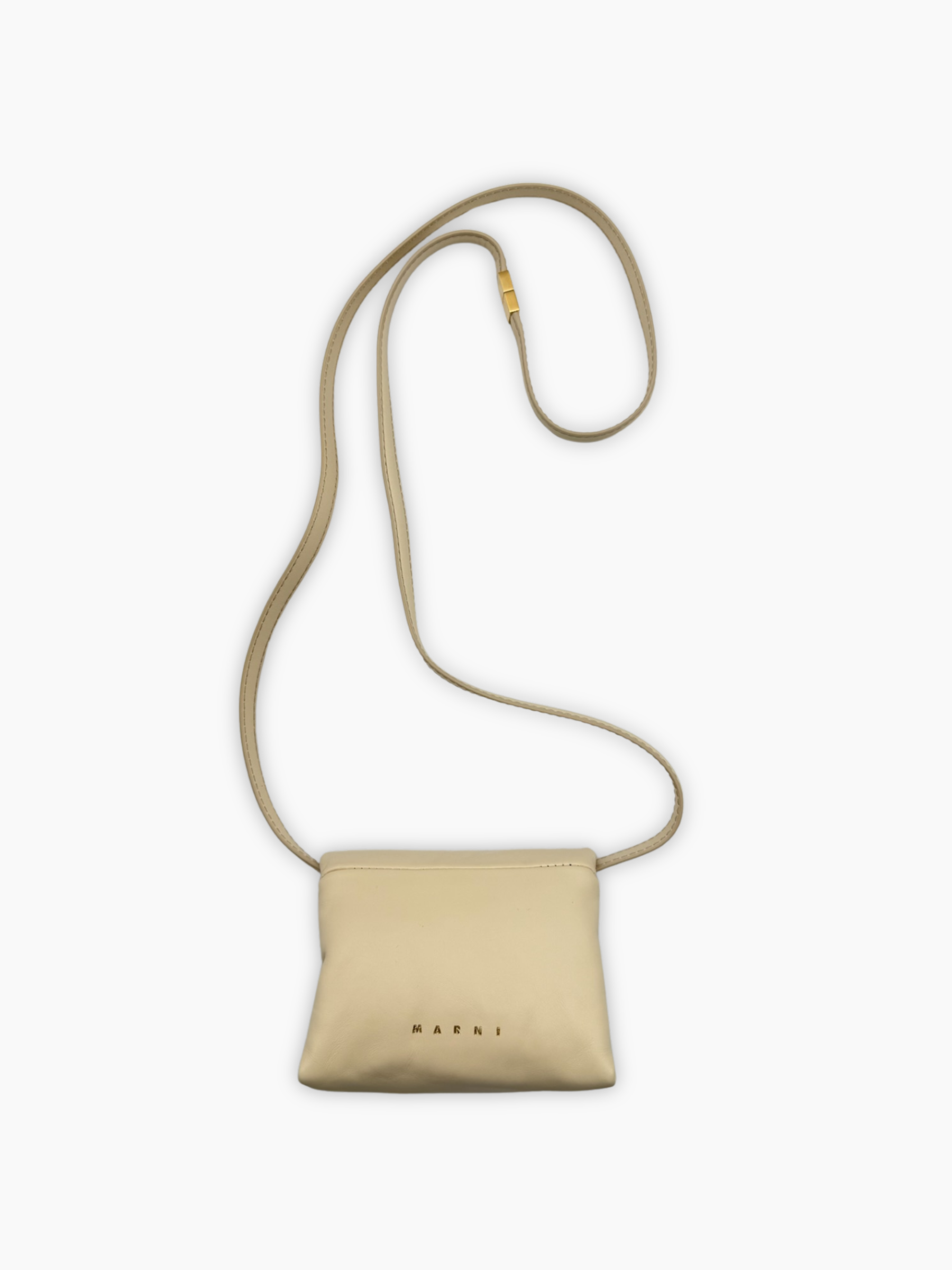 Borsa Prisma Mini Marni in pelle panna vista frontale