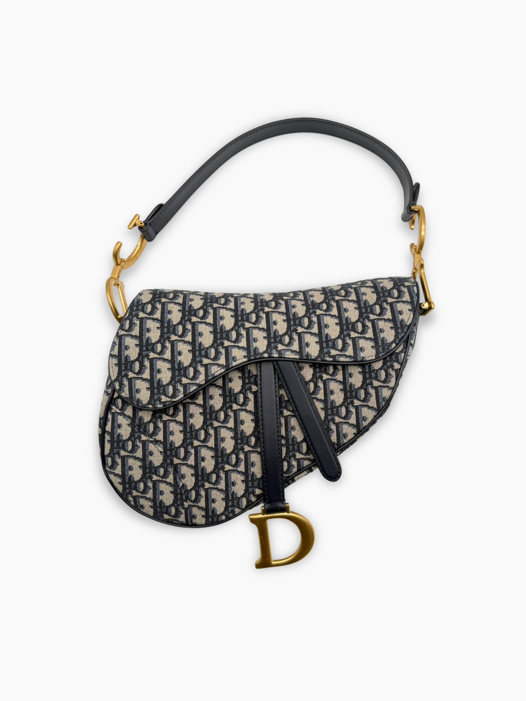 Borsa Saddle Medium in jacquard Dior con motivo Oblique vista frontale