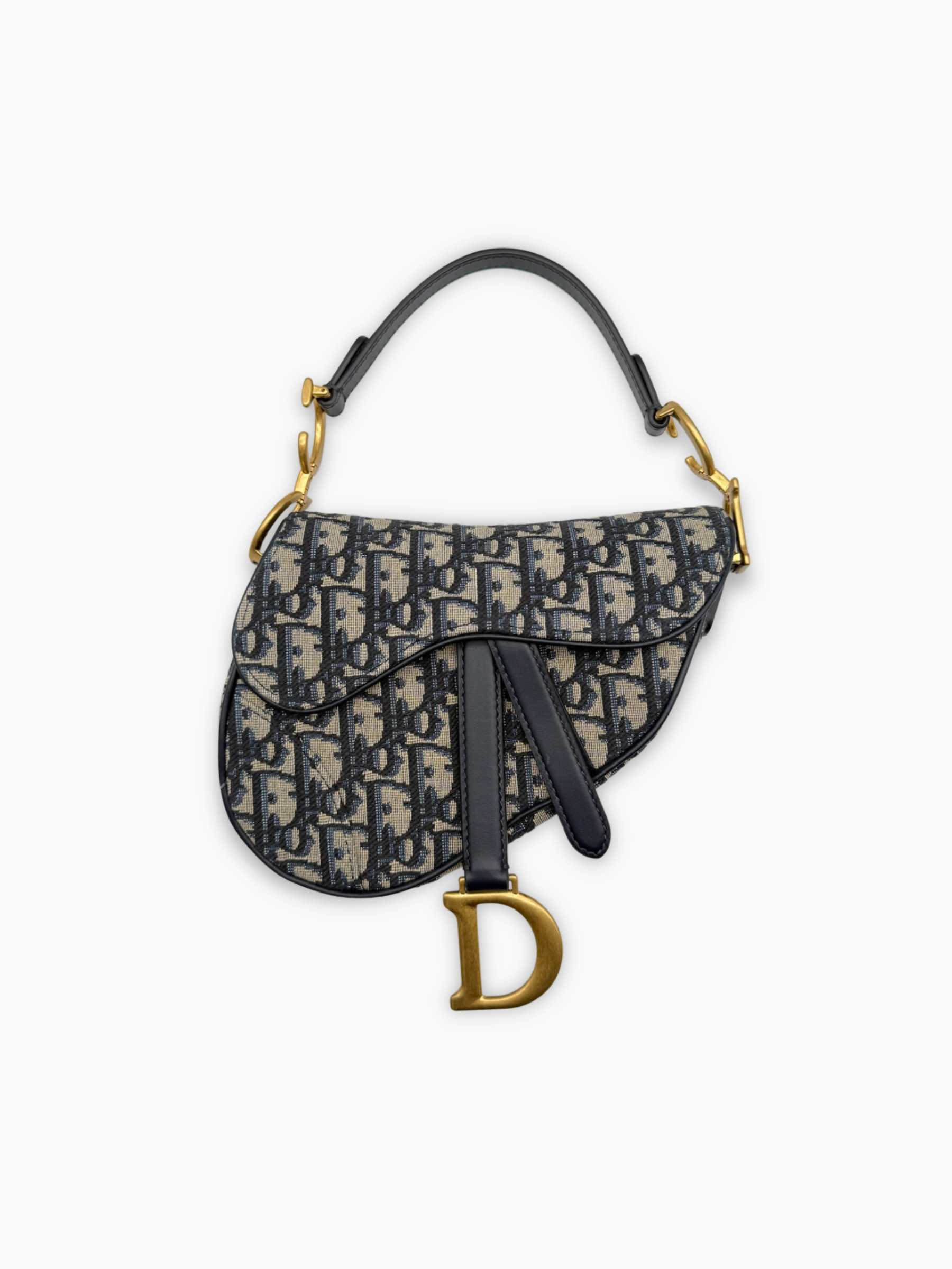 Borsa Saddle Mini in jacquard Dior con motivo Oblique vista frontale